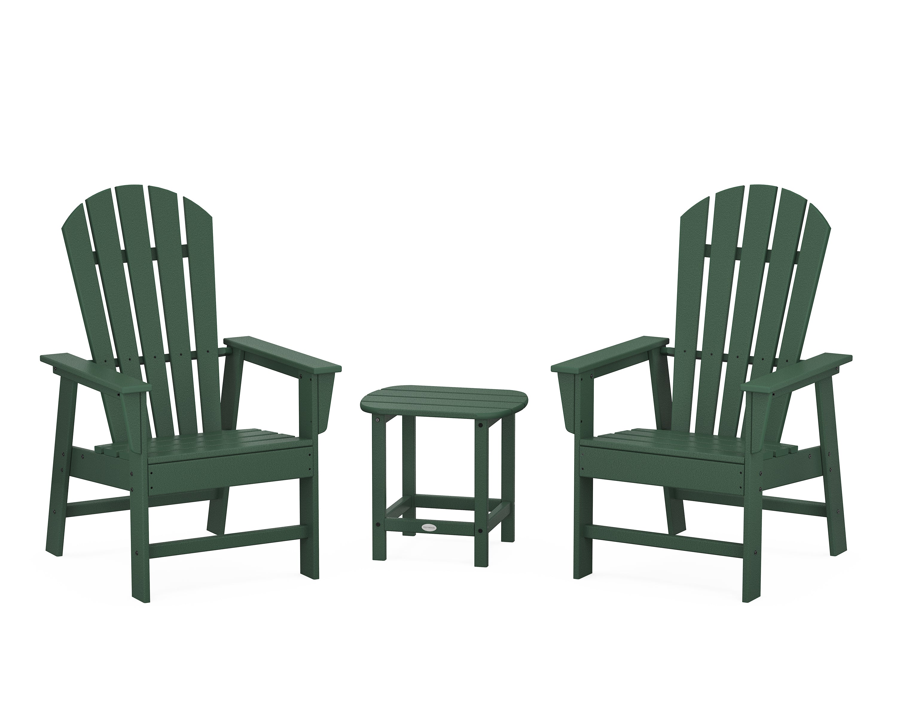 POLYWOOD South Beach Casual Chair 3-Piece Set with 18" South Beach Side Table in Green