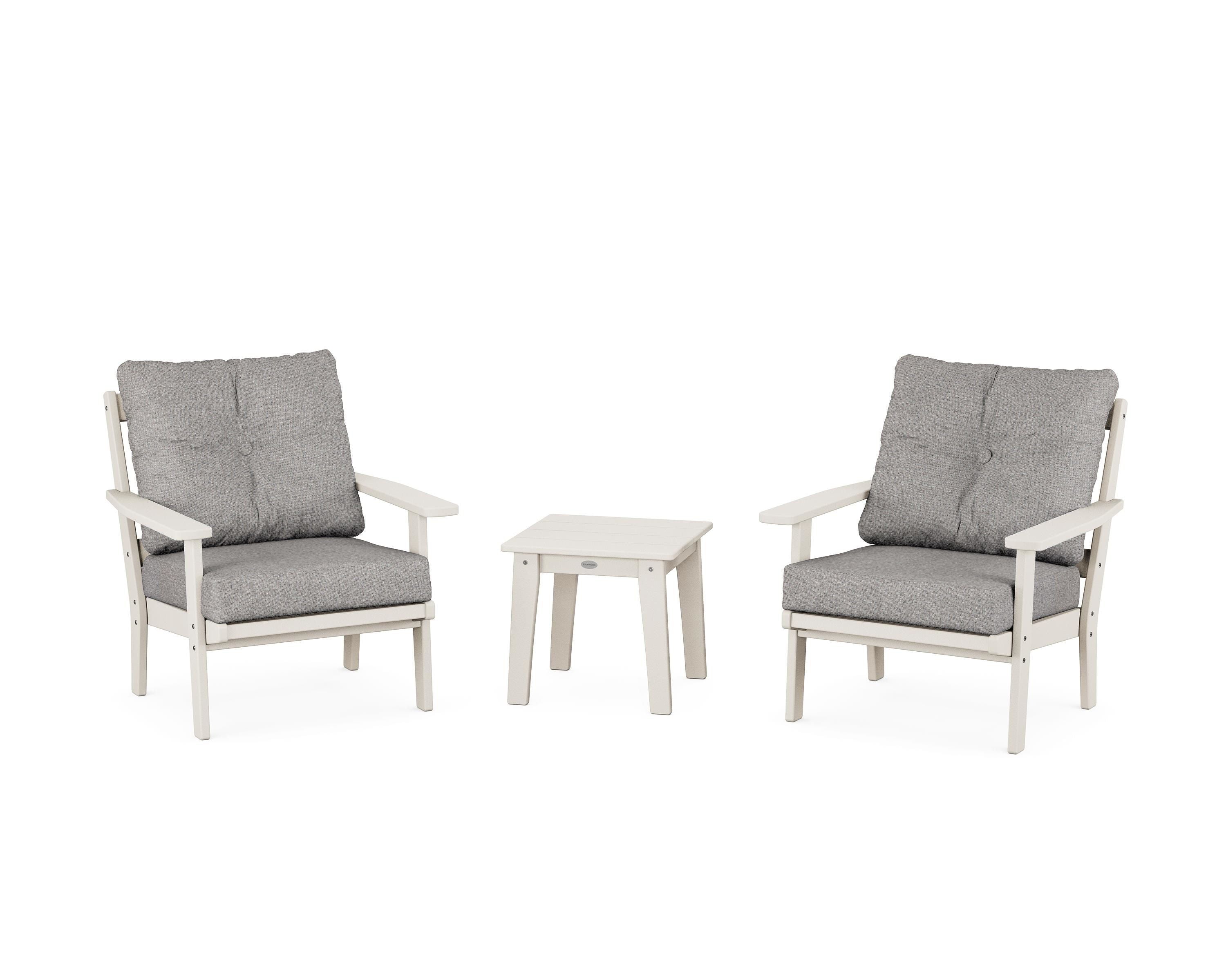 POLYWOOD Prairie 3-Piece Deep Seating Set in Sand / Grey Mist