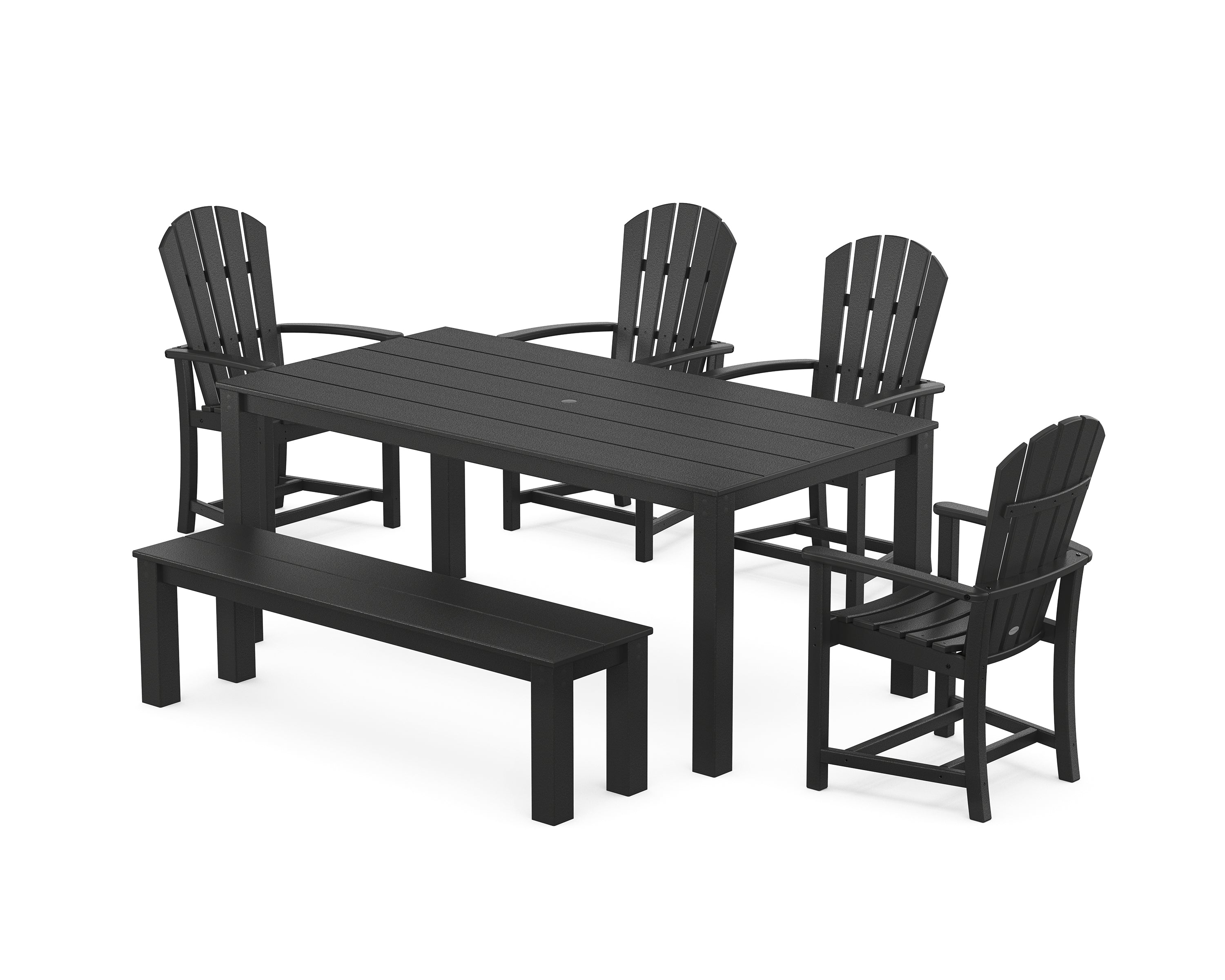 POLYWOOD Palm Coast 6-Piece Parsons Dining Set with Bench in Black