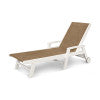 POLYWOOD Coastal Chaise with Wheels in White / Burlap Sling