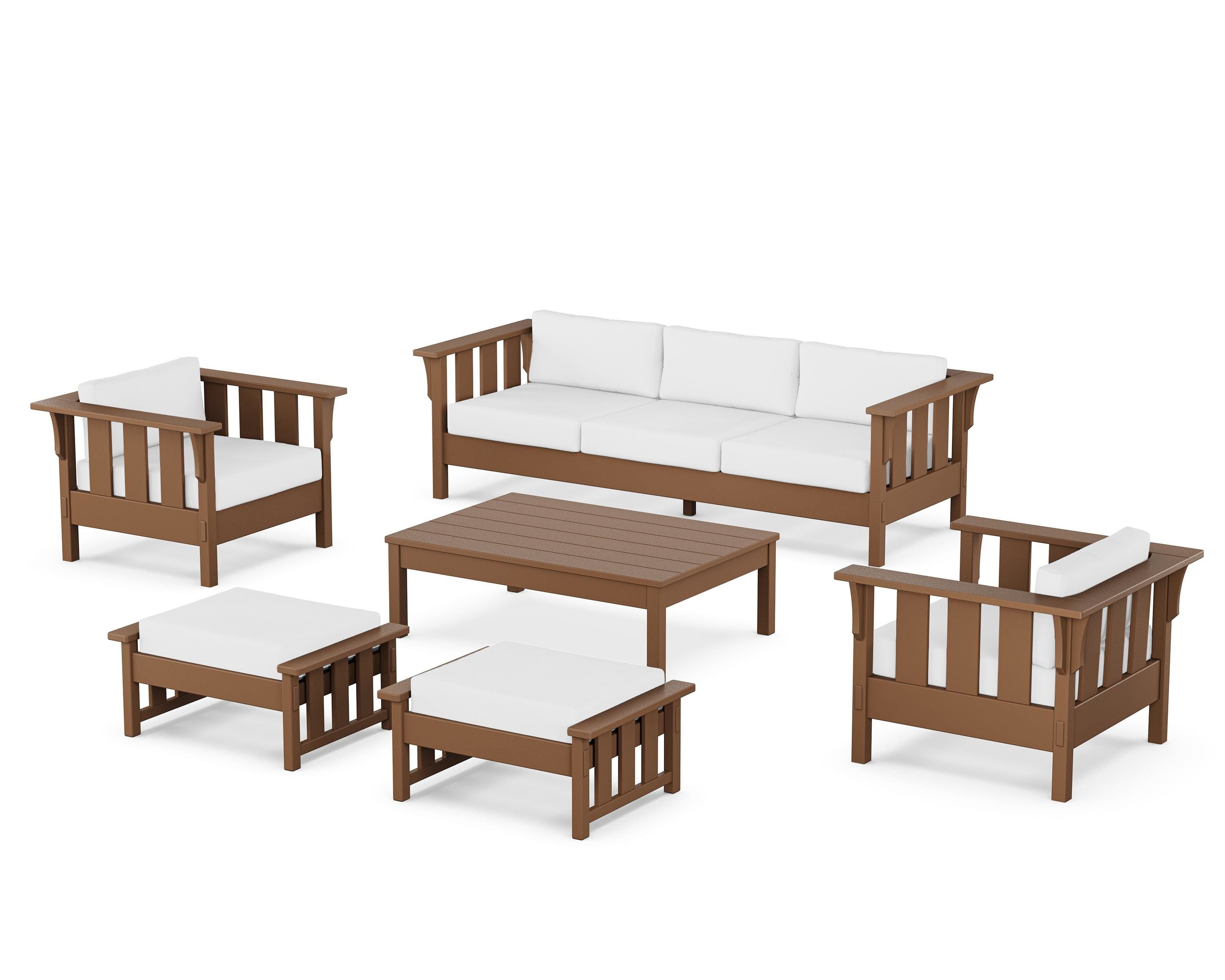 Martha Stewart by POLYWOOD Acadia 6-Piece Lounge Sofa Set in Teak / Natural