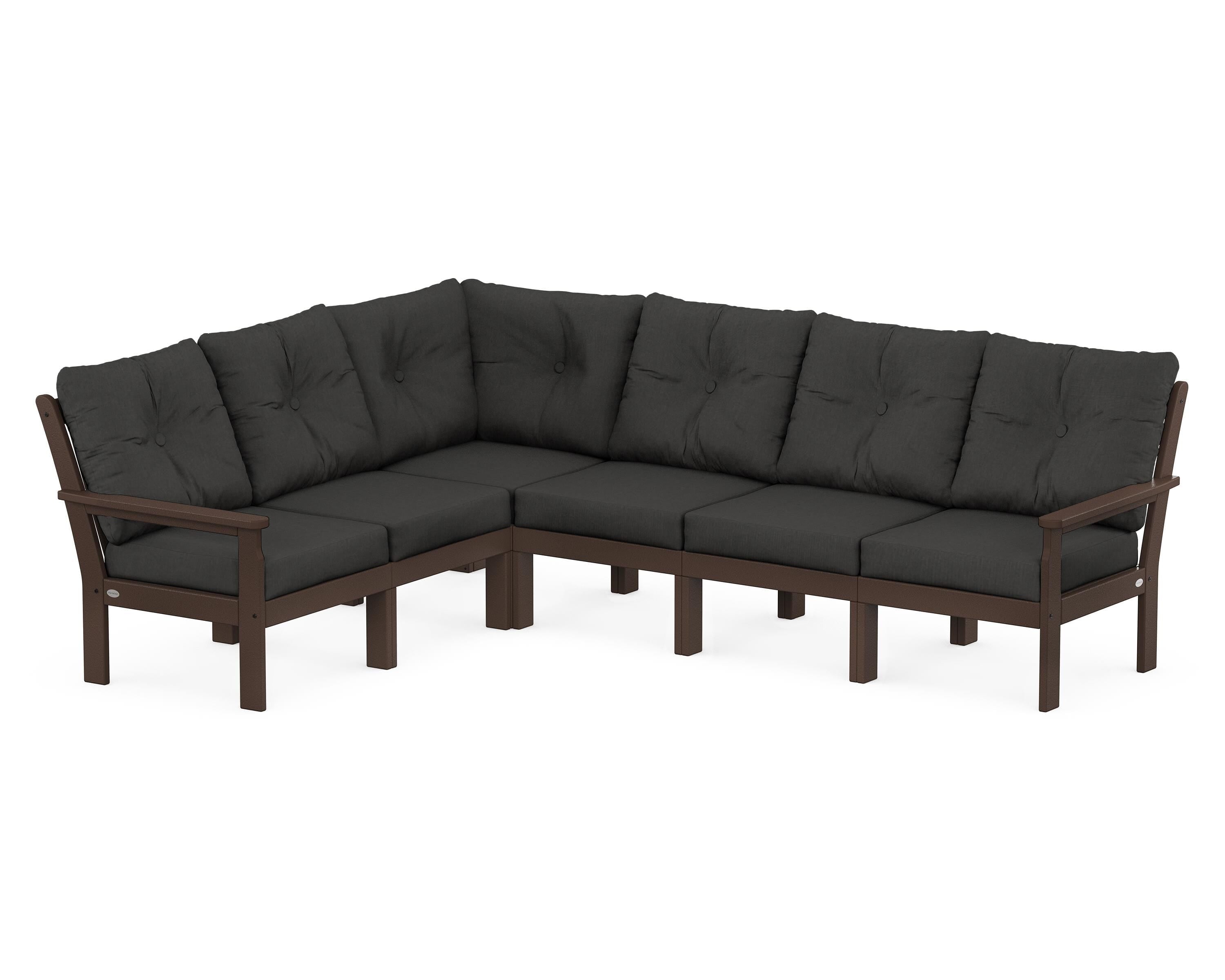 POLYWOOD Vineyard 6-Piece Sectional in Mahogany / Spectrum Carbon
