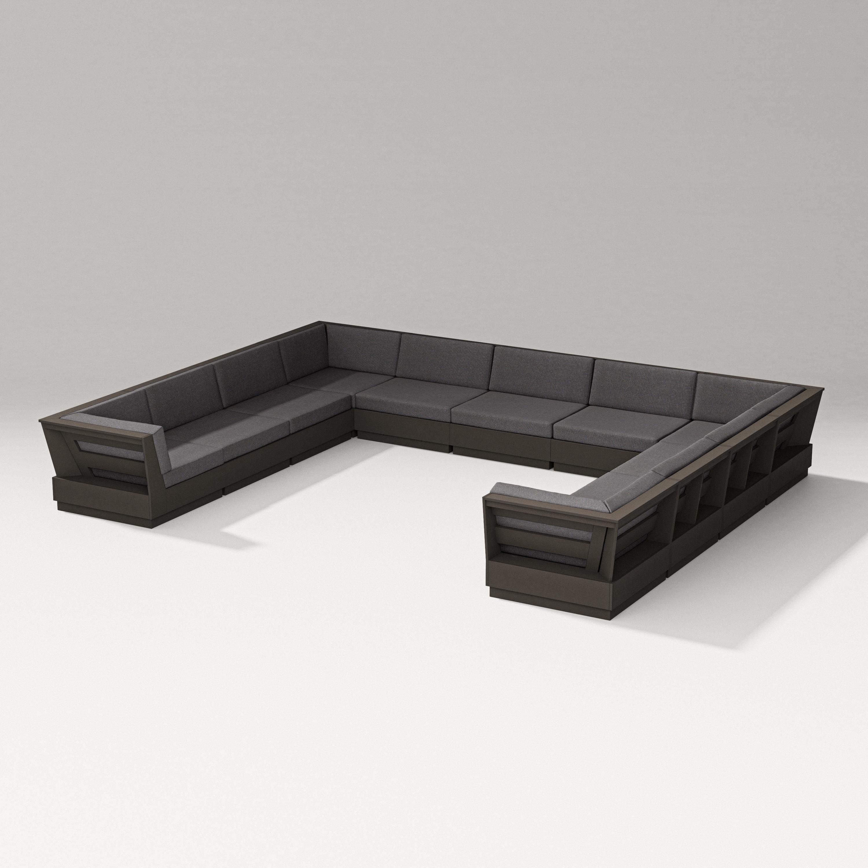 PW Designer Series Elevate Large U-Shaped Sectional in Vintage Coffee / Ash Charcoal