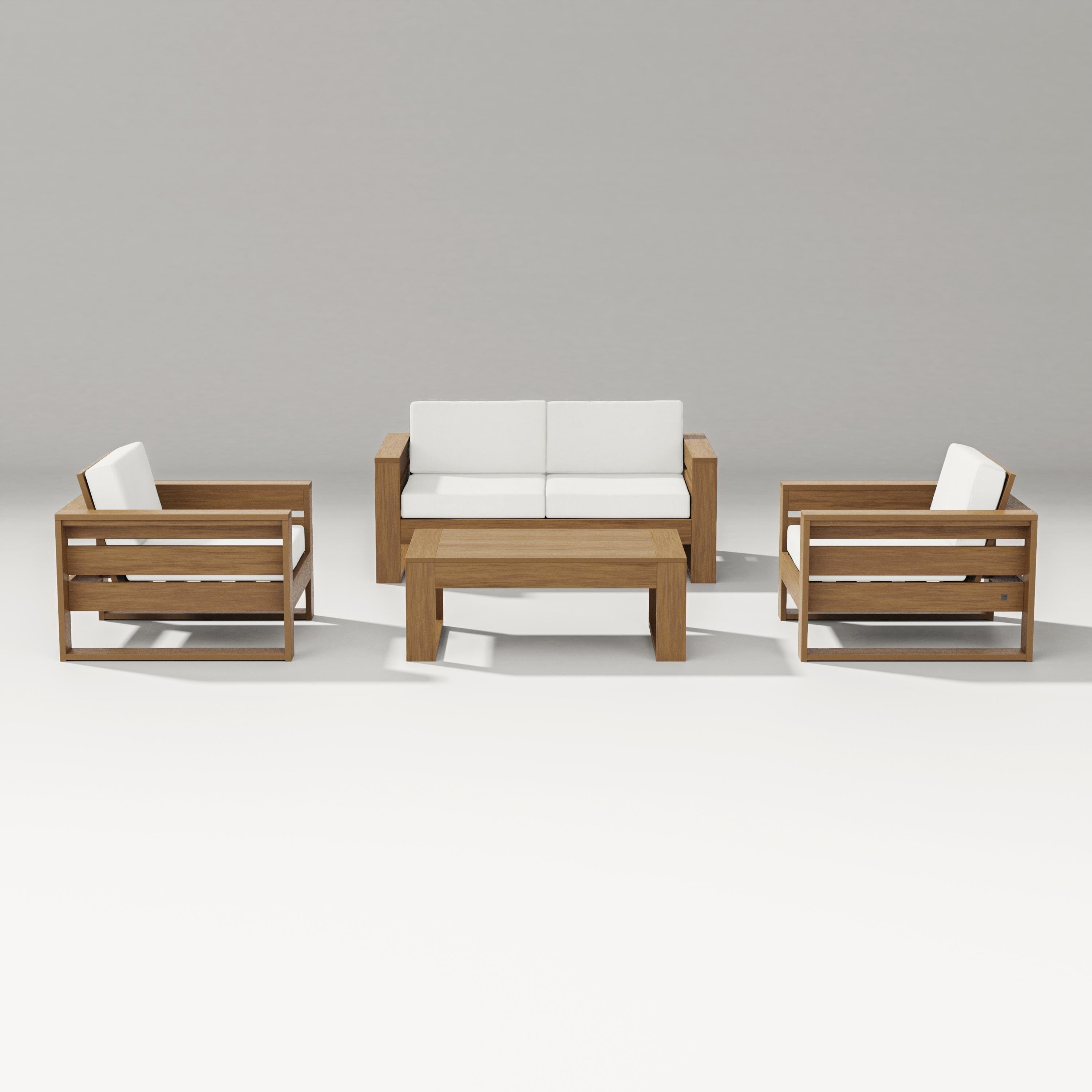 PW Designer Series Latitude 4-Piece Lounge Loveseat Set in Natural / Natural Linen