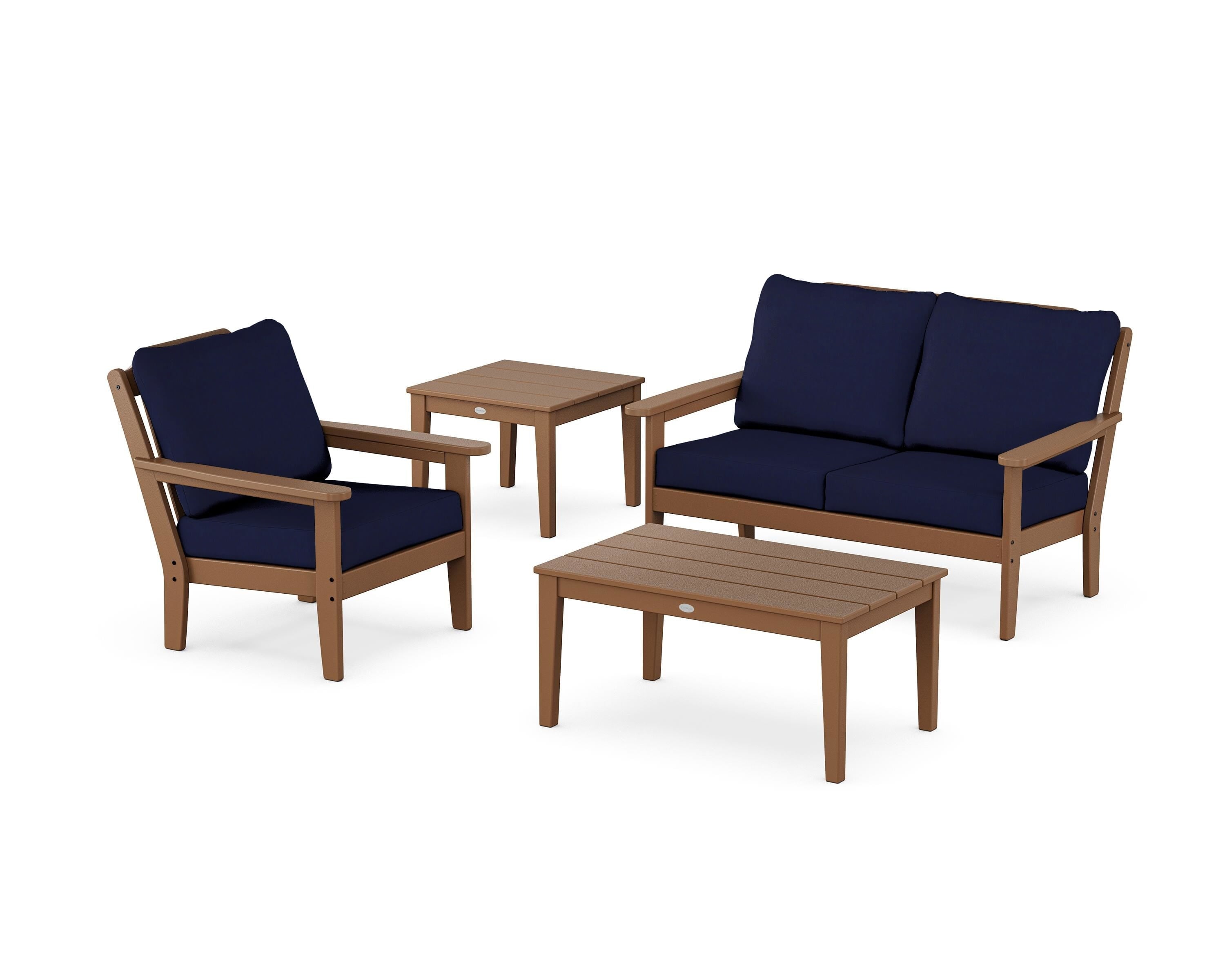 Country Living Wovendale 4-Piece Deep Seating Set in Teak / Navy