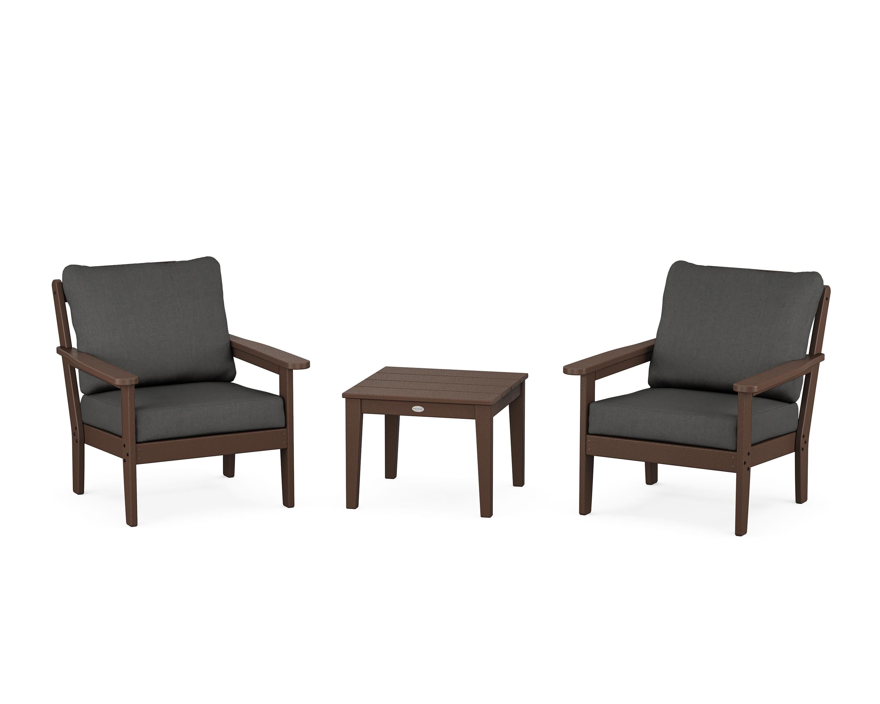 Country Living Cottage 3-Piece Deep Seating Set in Mahogany / Spectrum Carbon