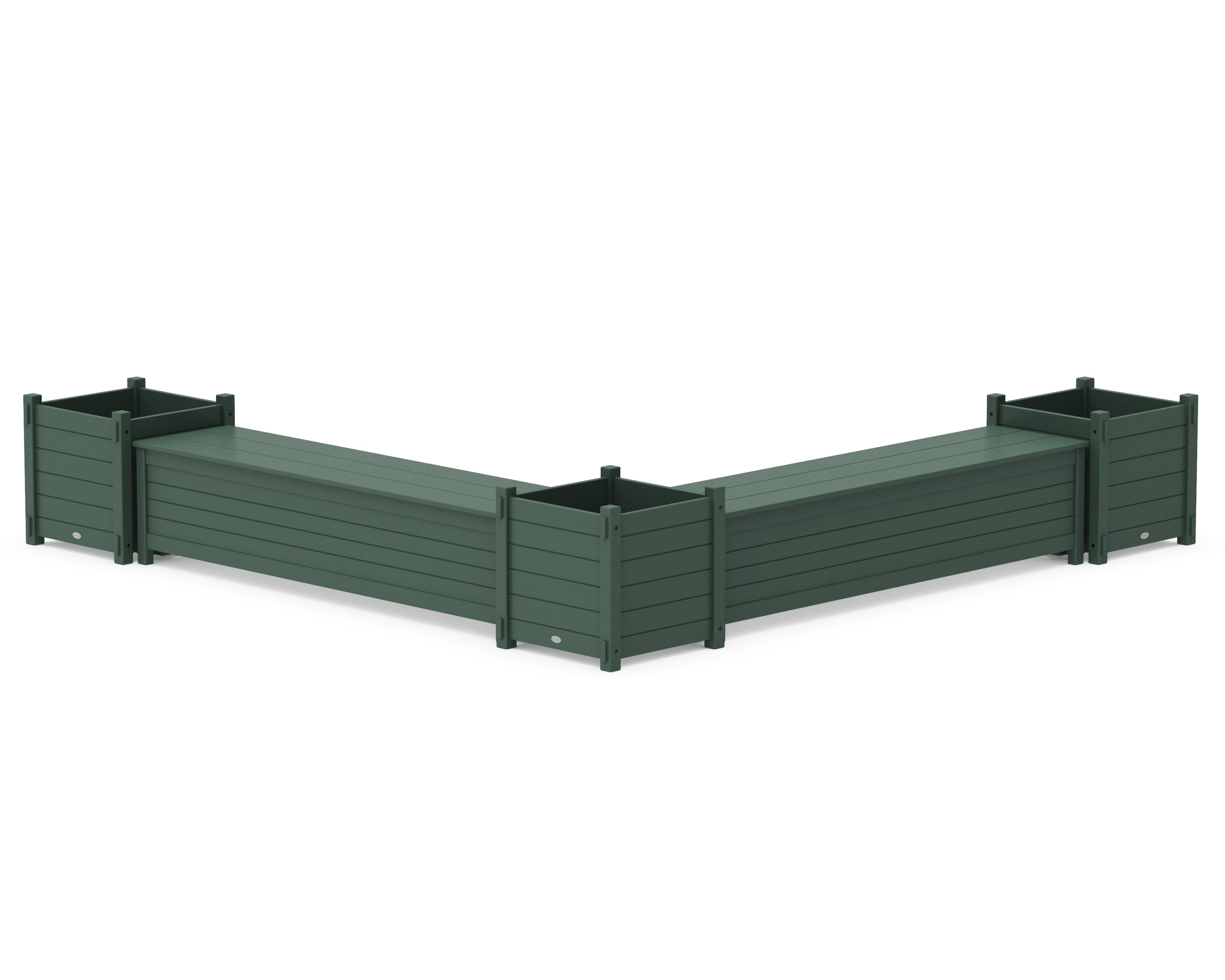 POLYWOOD 72" Nautical L- Shaped Planter Storage Bench Corner Set- Large in Green