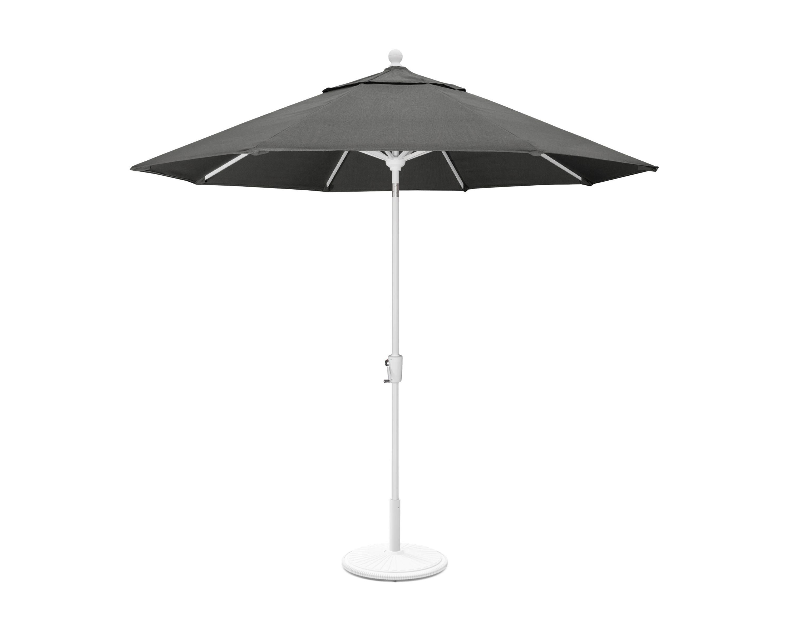 POLYWOOD 9' Tilt Market Umbrella & Base in White / Spectrum Carbon