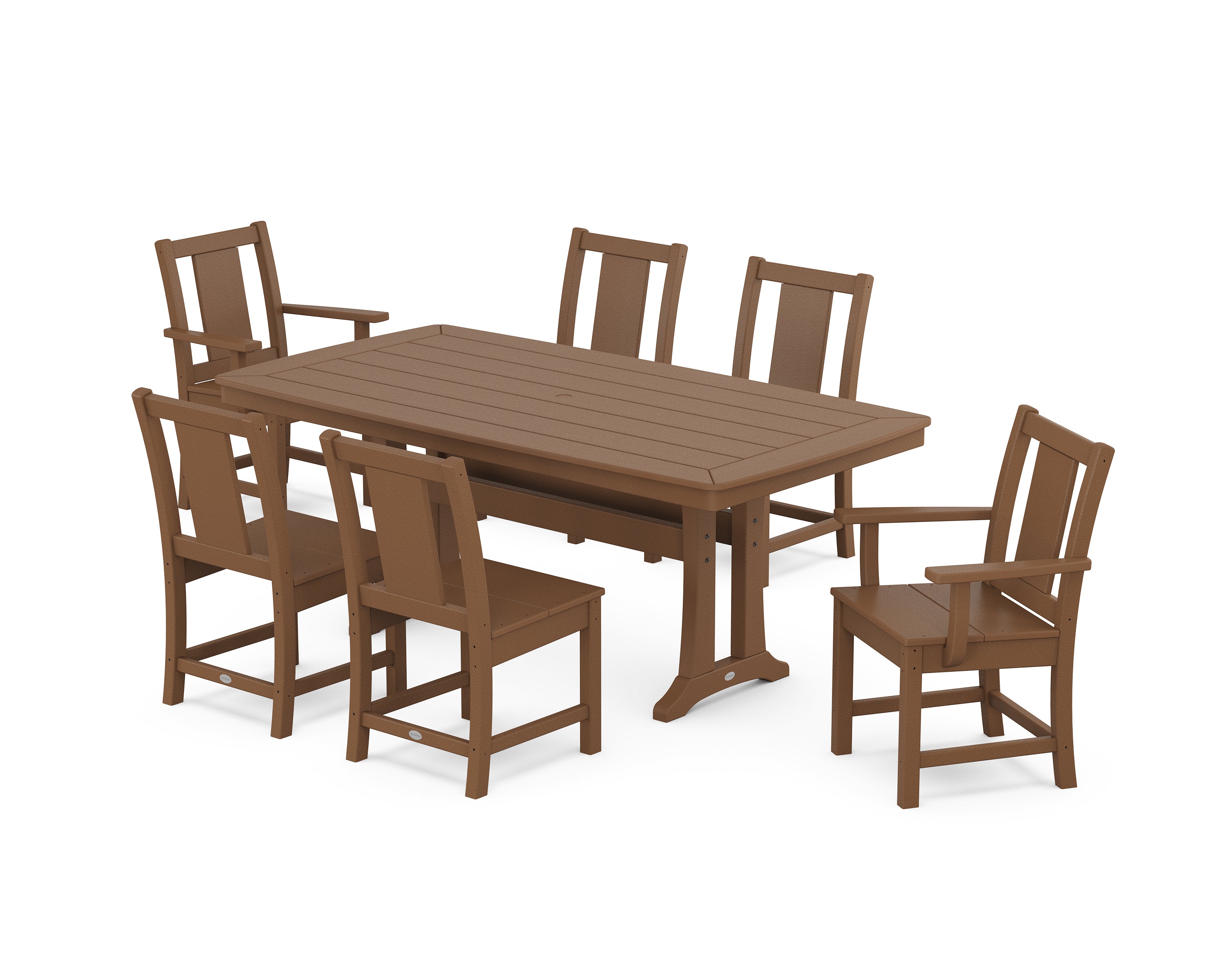 POLYWOOD Prairie 7-Piece Dining Set with Trestle Legs in Teak