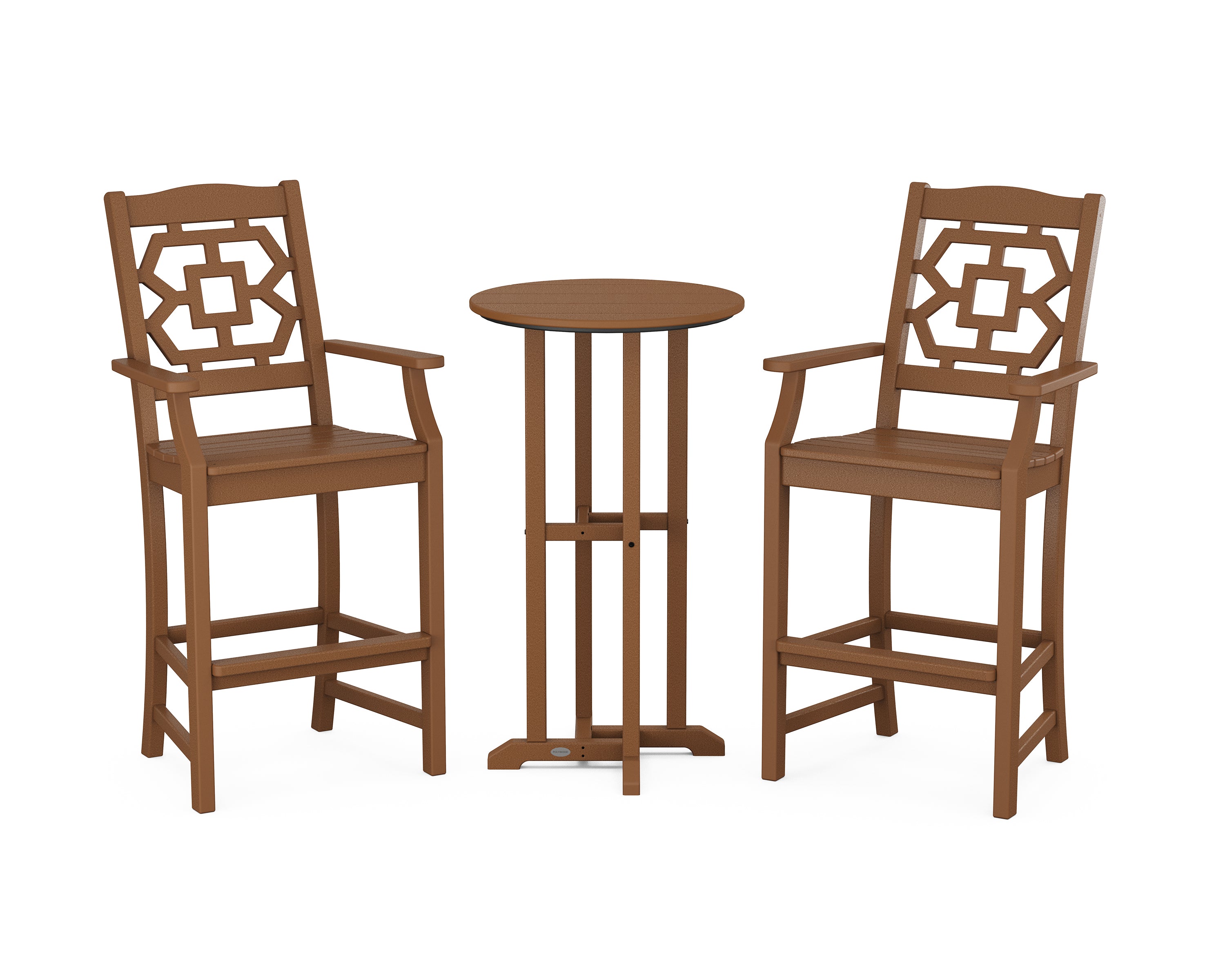Martha Stewart by POLYWOOD® Chinoiserie 3-Piece Farmhouse Bar Set in Teak
