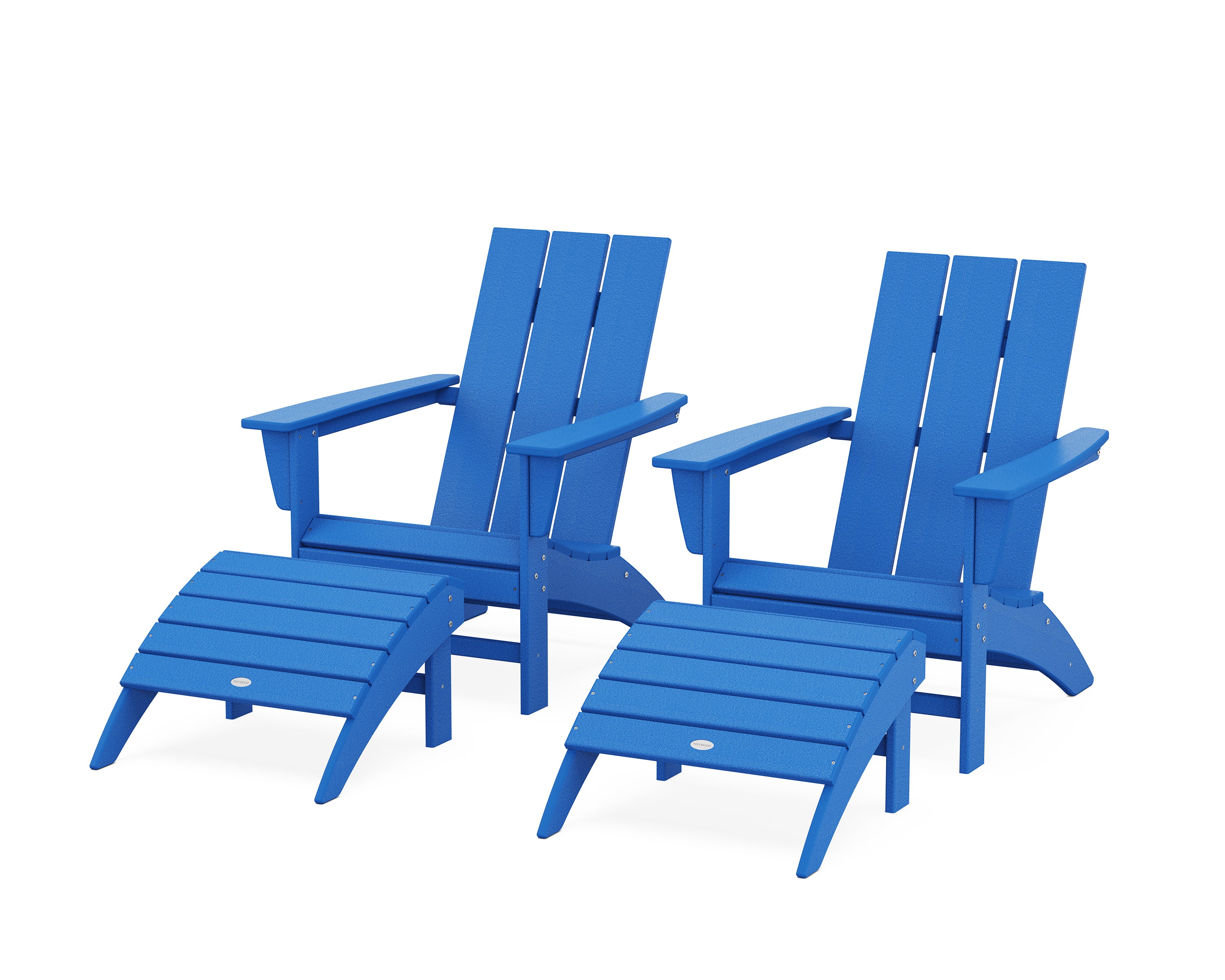 POLYWOOD® Modern Adirondack Chair 4-Piece Set with Ottomans in Pacific Blue