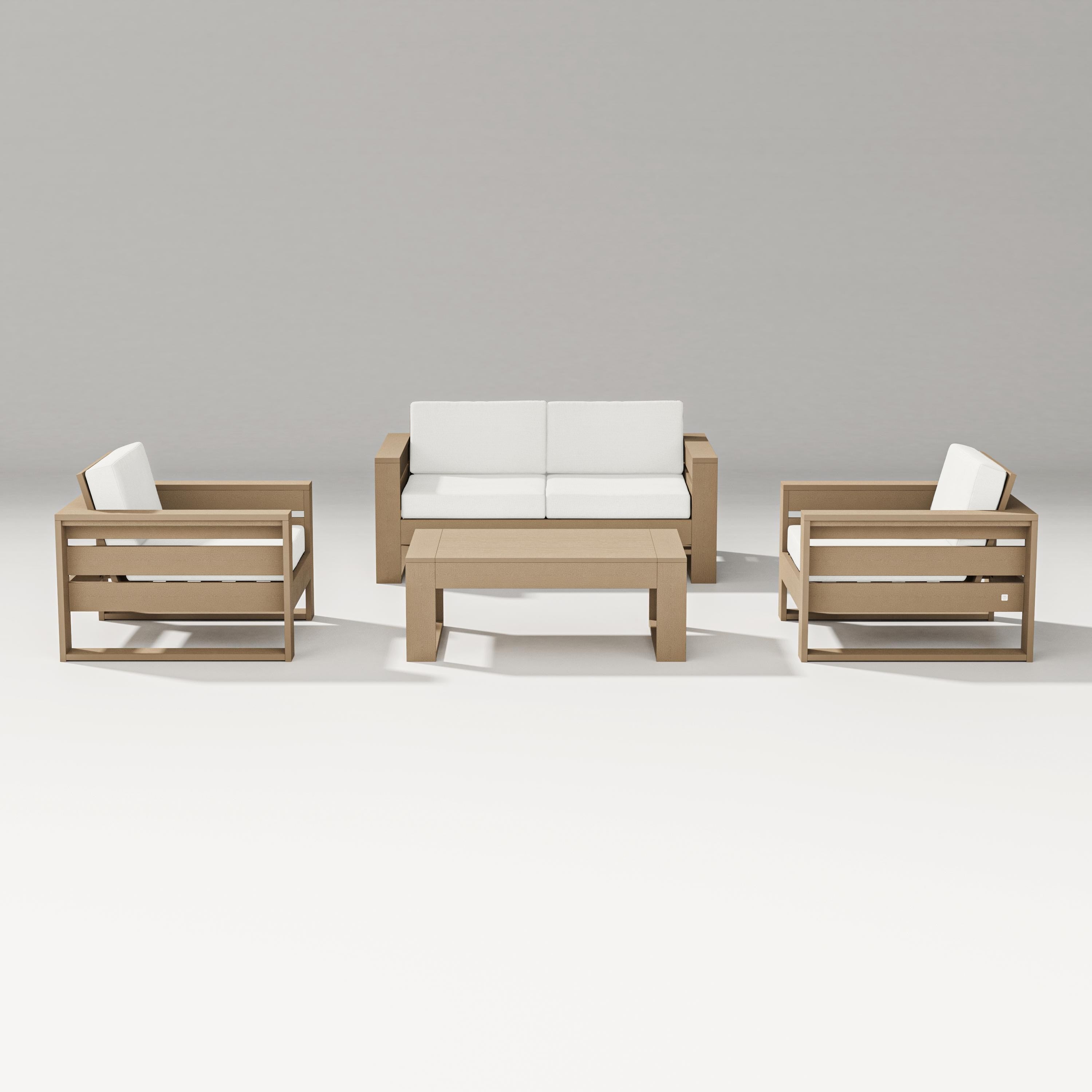 PW Designer Series Latitude 4-Piece Lounge Loveseat Set in Vintage Sahara / Natural Linen