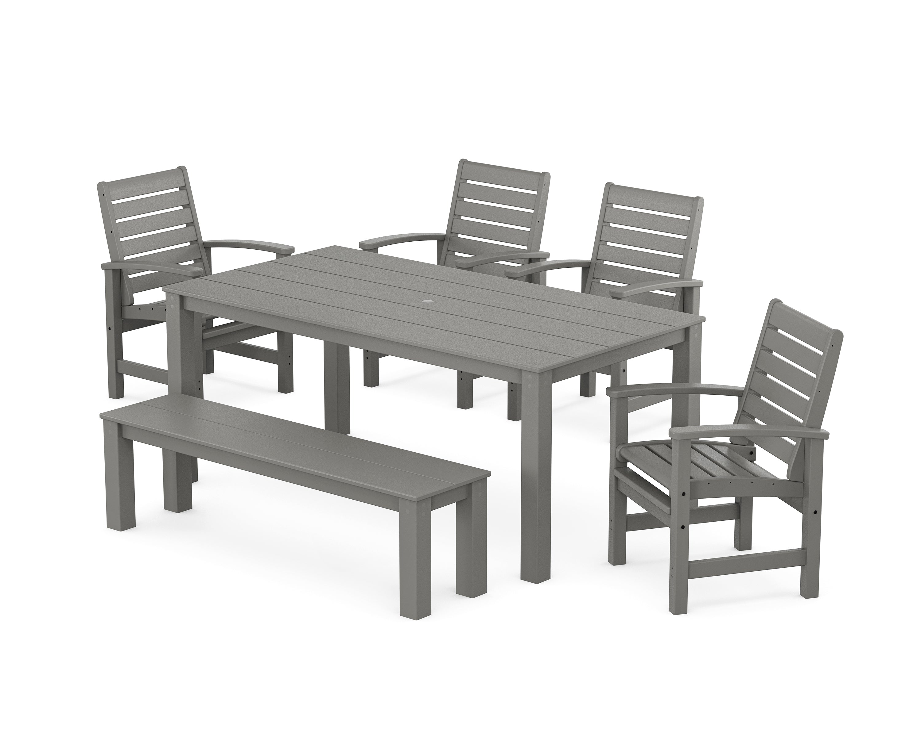 POLYWOOD Signature 6-Piece Parsons Dining Set with Bench in Slate Grey