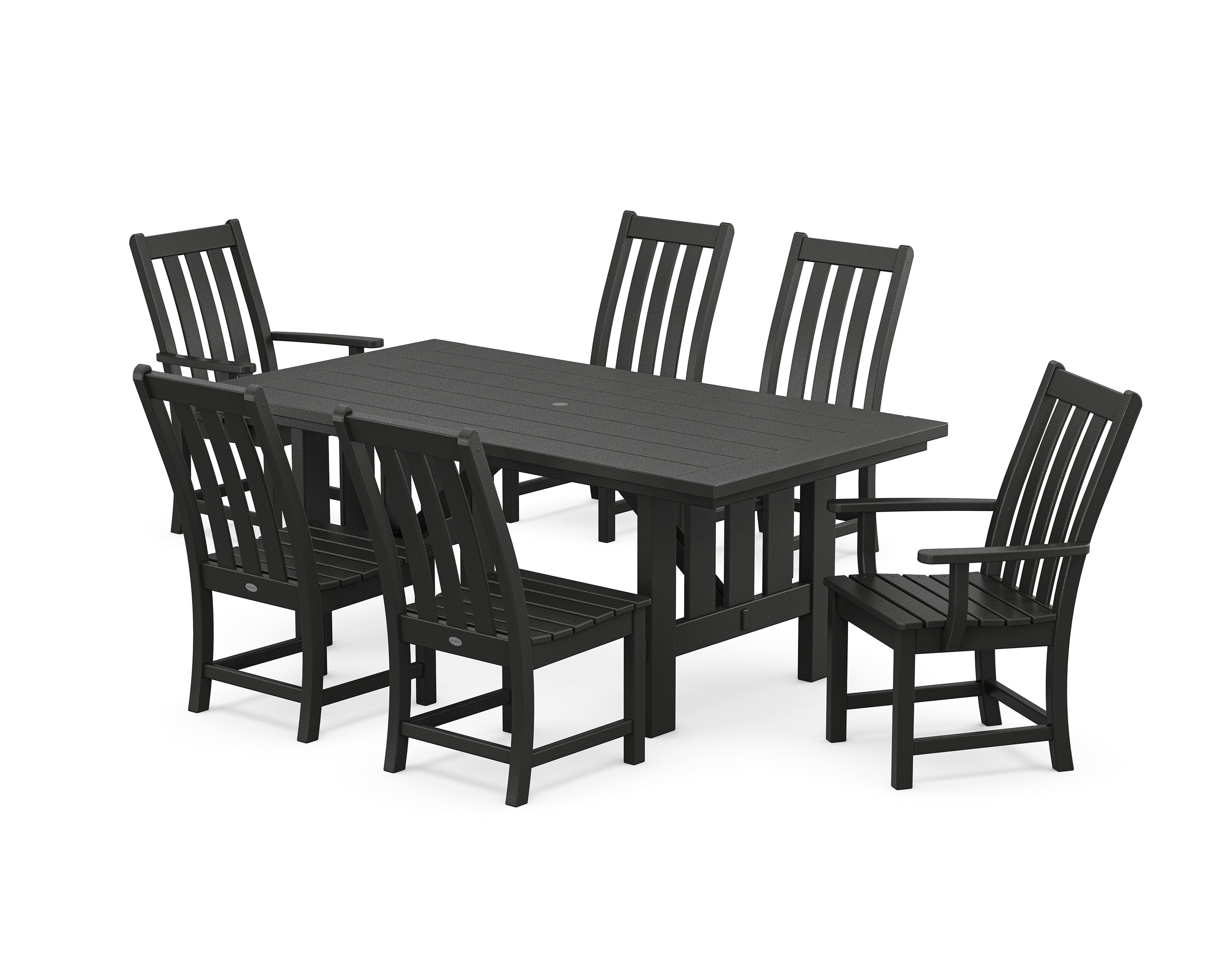 POLYWOOD Vineyard 7-Piece Dining Set with Mission Table in Black