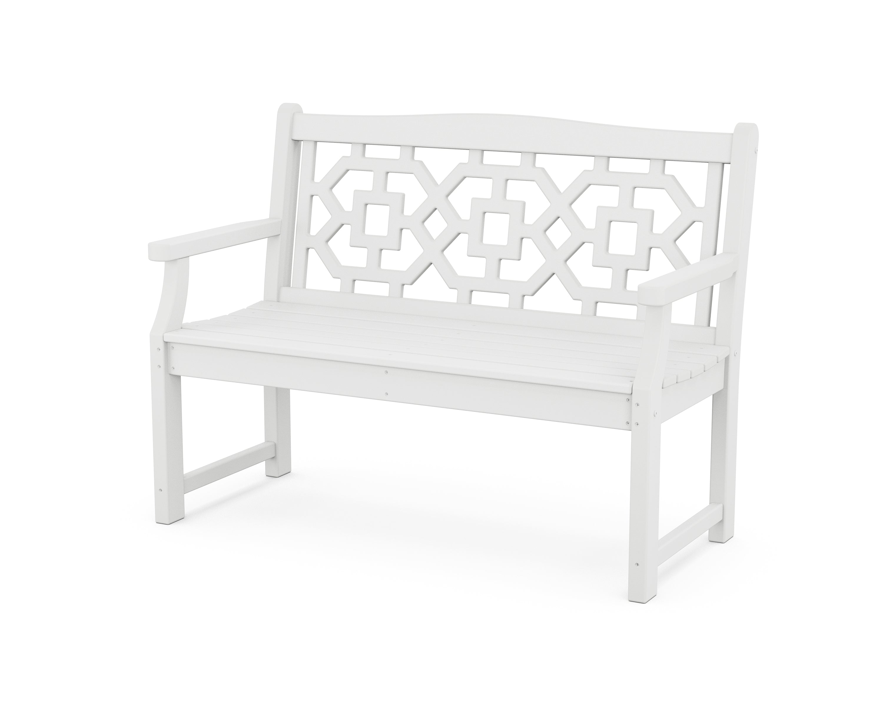 Martha Stewart by POLYWOOD Chinoiserie 48” Garden Bench in White