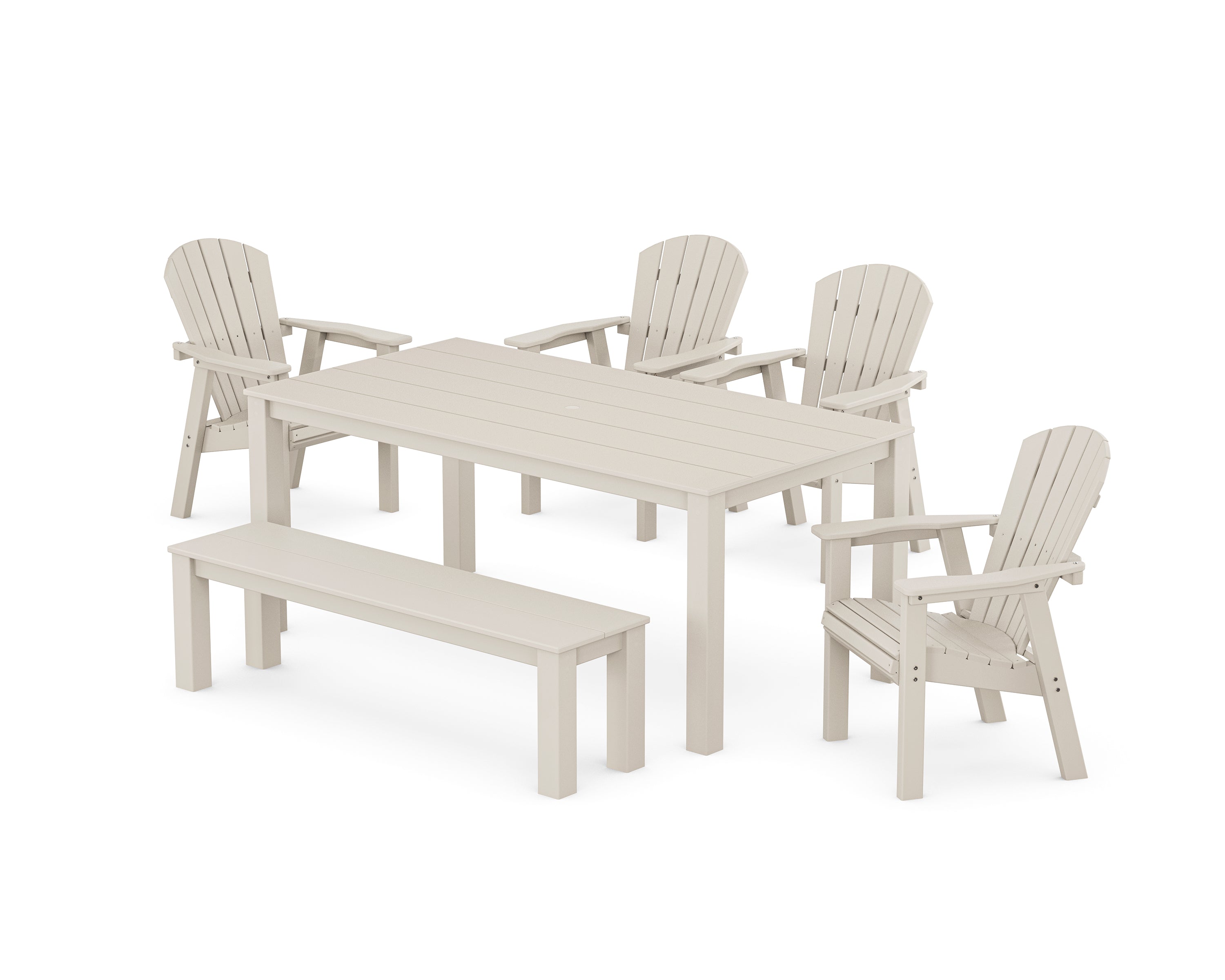 POLYWOOD Seashell 6-Piece Parsons Dining Set with Bench in Sand