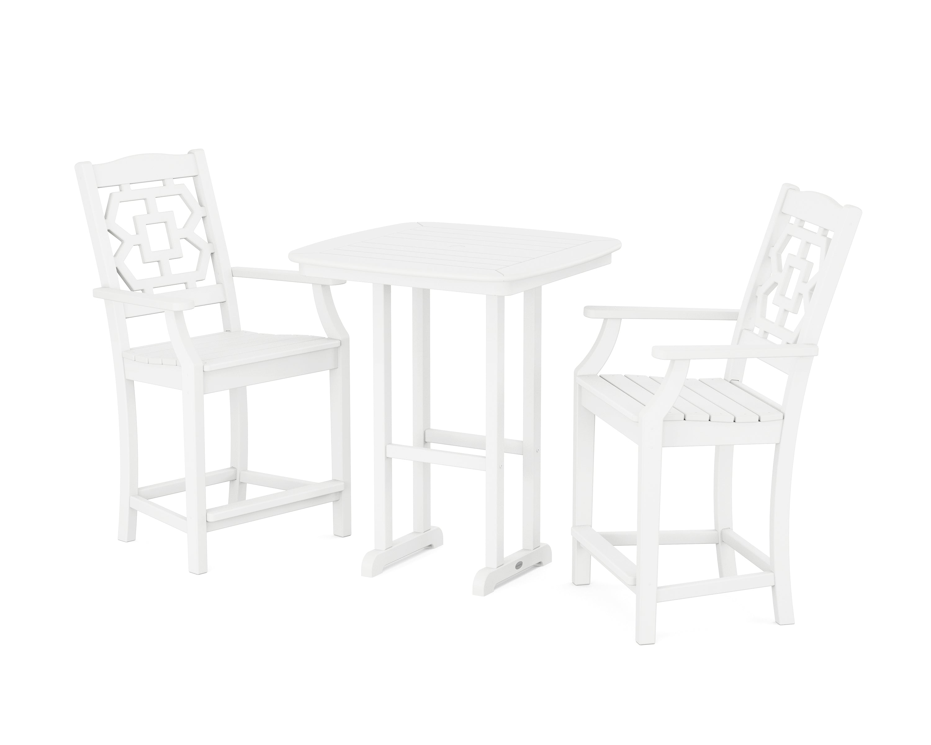 Martha Stewart by POLYWOOD Chinoiserie 3-Piece Counter Set in White