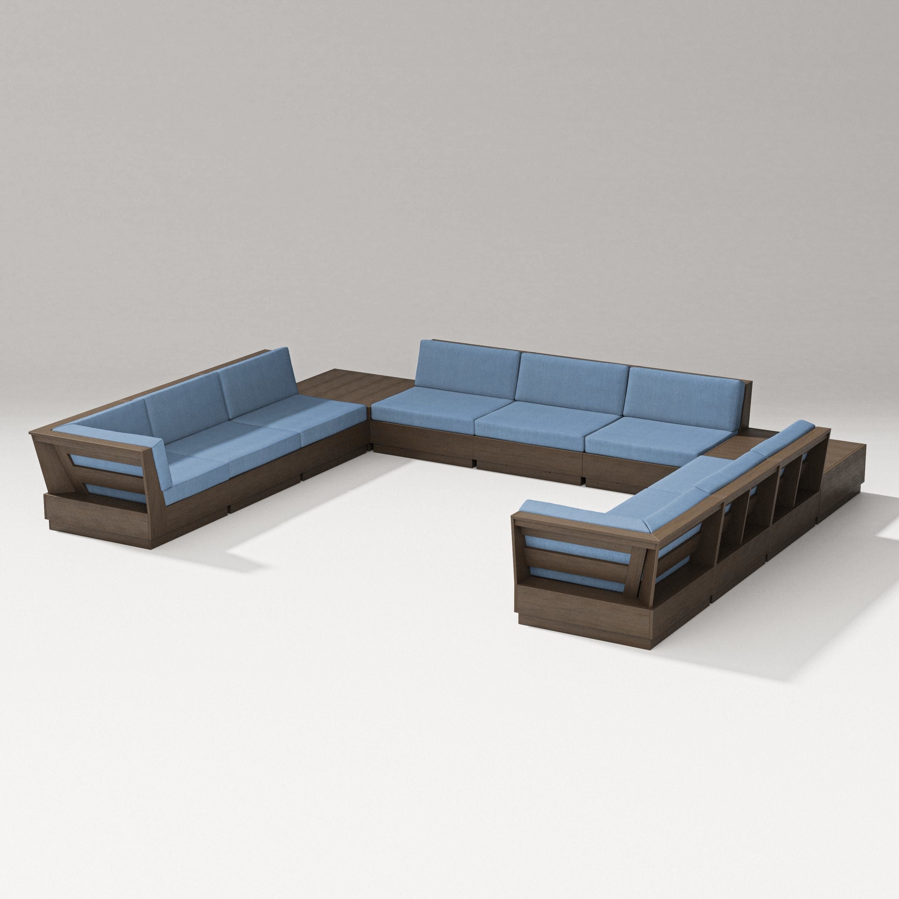 PW Designer Series Elevate 11-Piece U-Shaped Sofa Sectional in Kona / Sky Blue