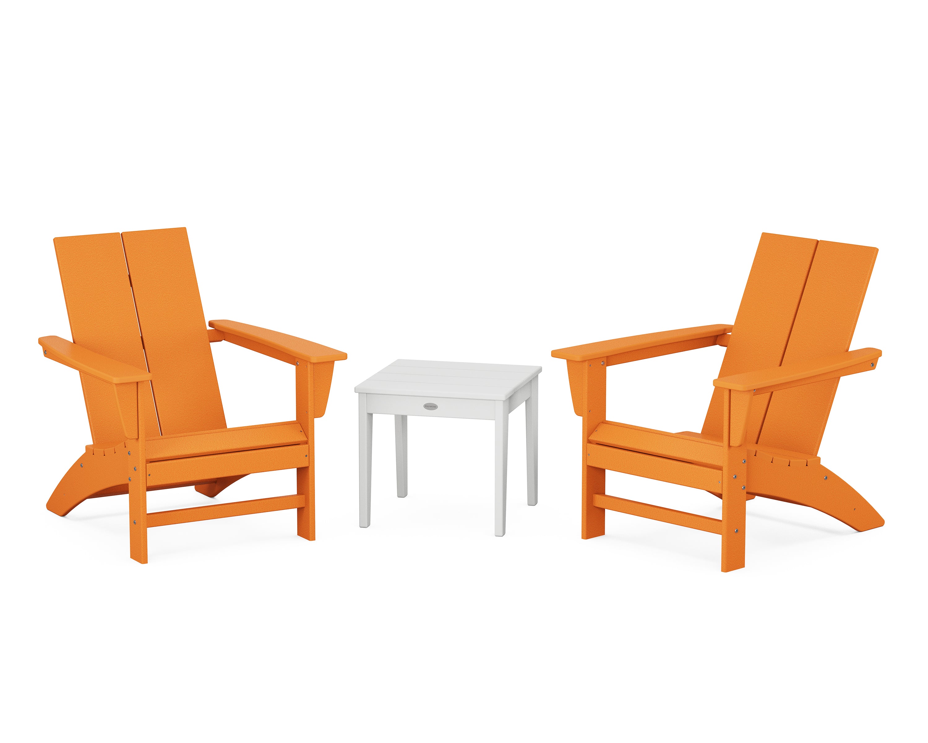Country Living Cottage Modern Adirondack Chair 3-Piece Set in Tangerine / White