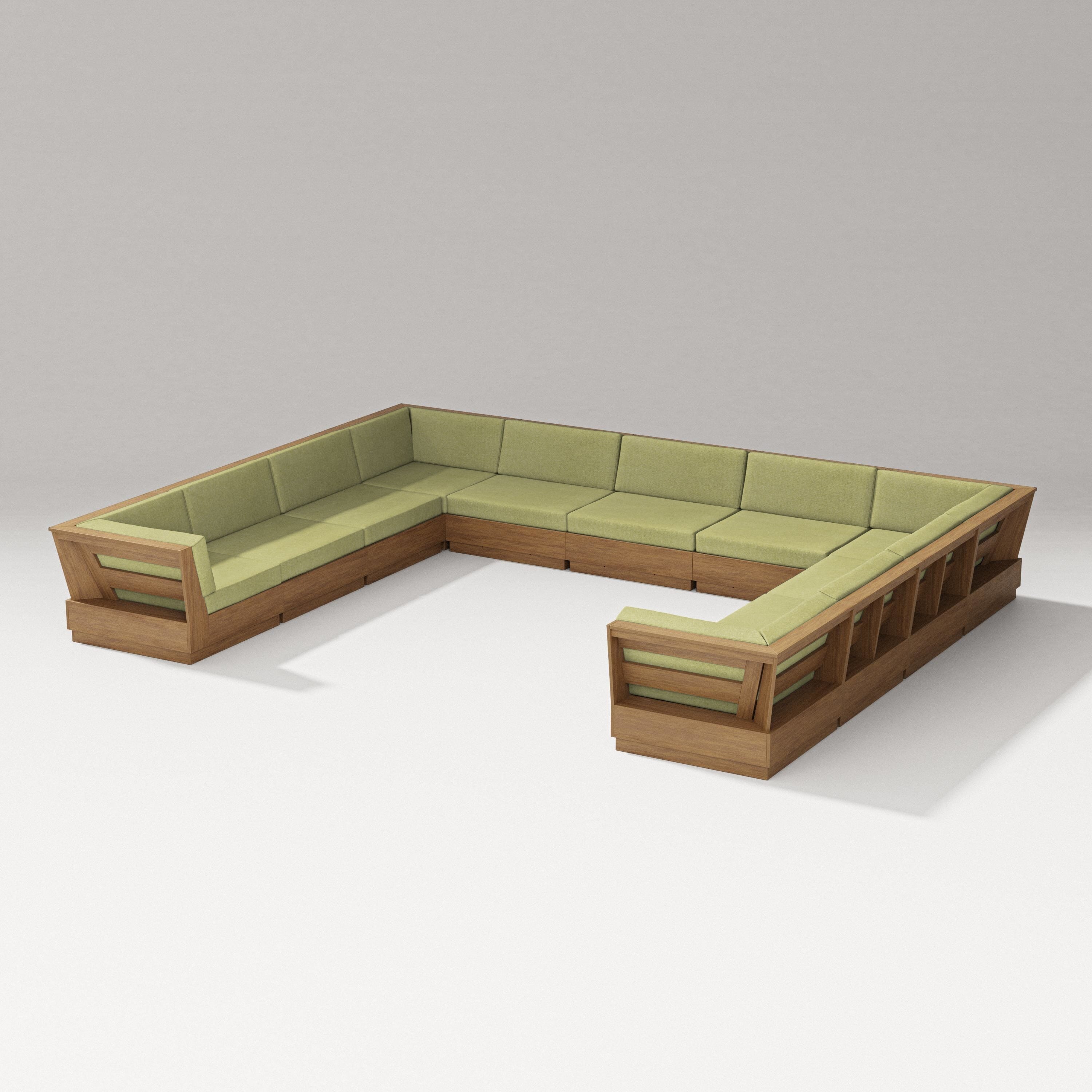 PW Designer Series Elevate Large U-Shaped Sectional in Natural / Chartreuse Boucle