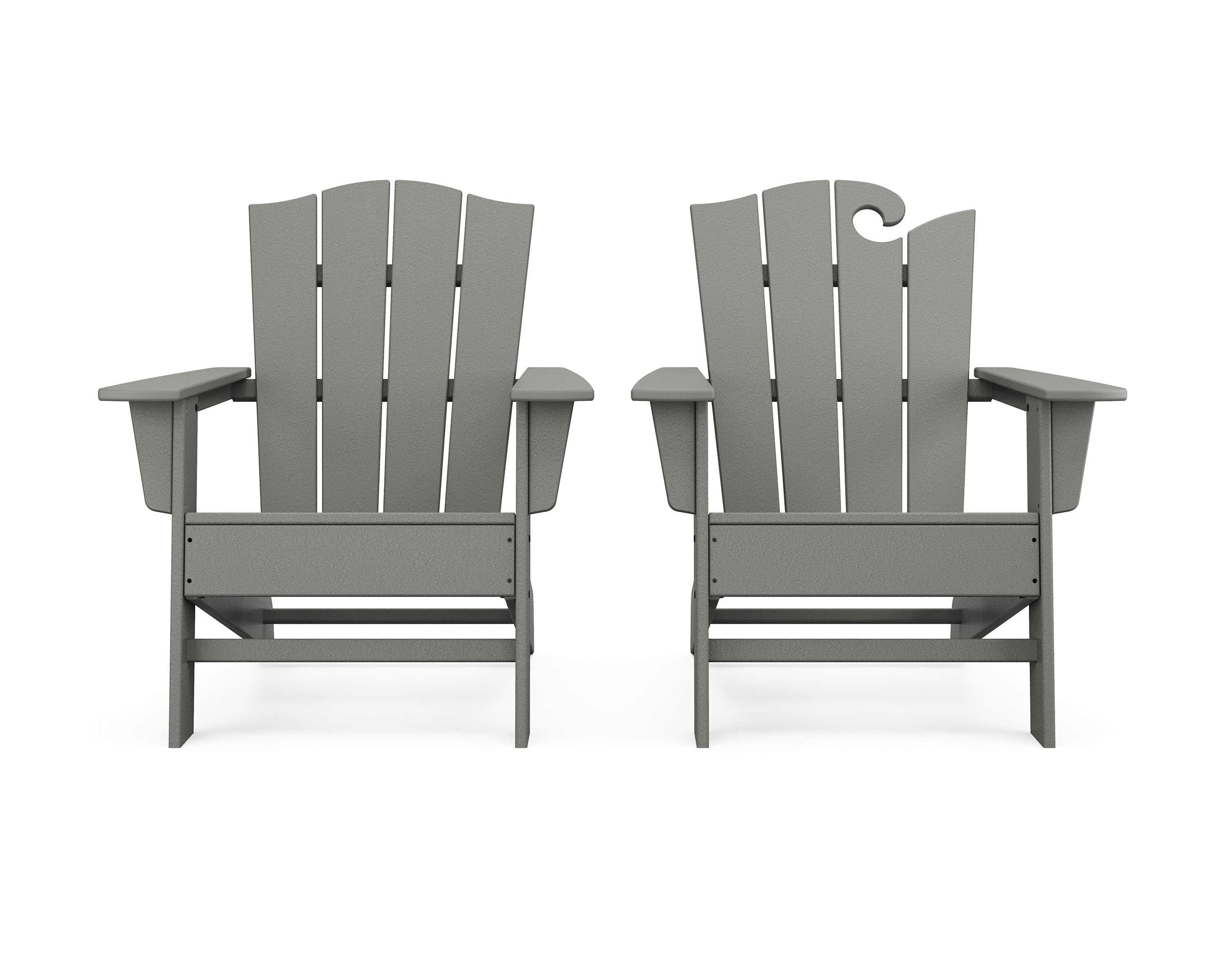 POLYWOOD Wave 2-Piece Adirondack Chair Set with The Crest Chair in Slate Grey
