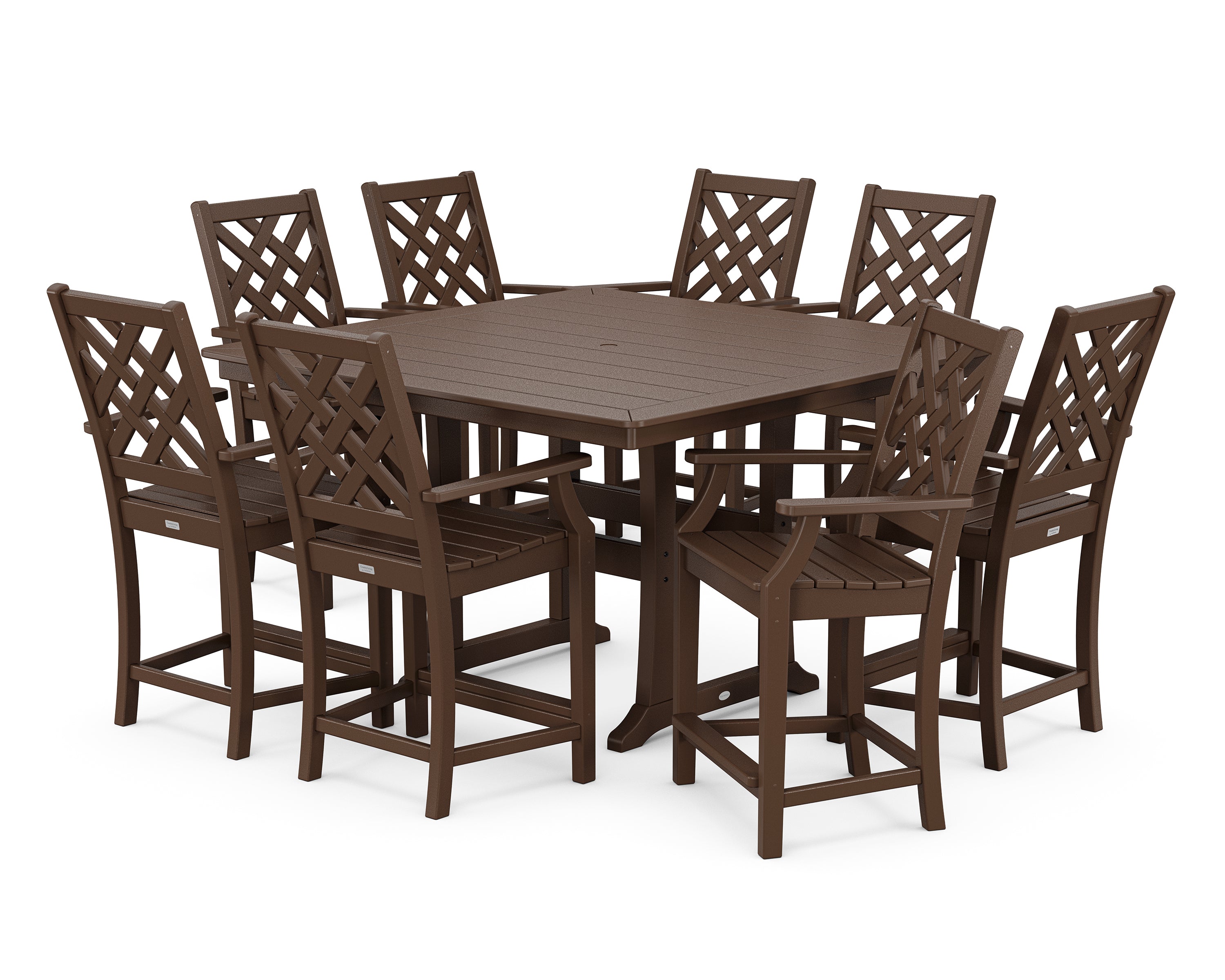 Country Living Wovendale 9-Piece Square Counter Set with Trestle Legs in Mahogany