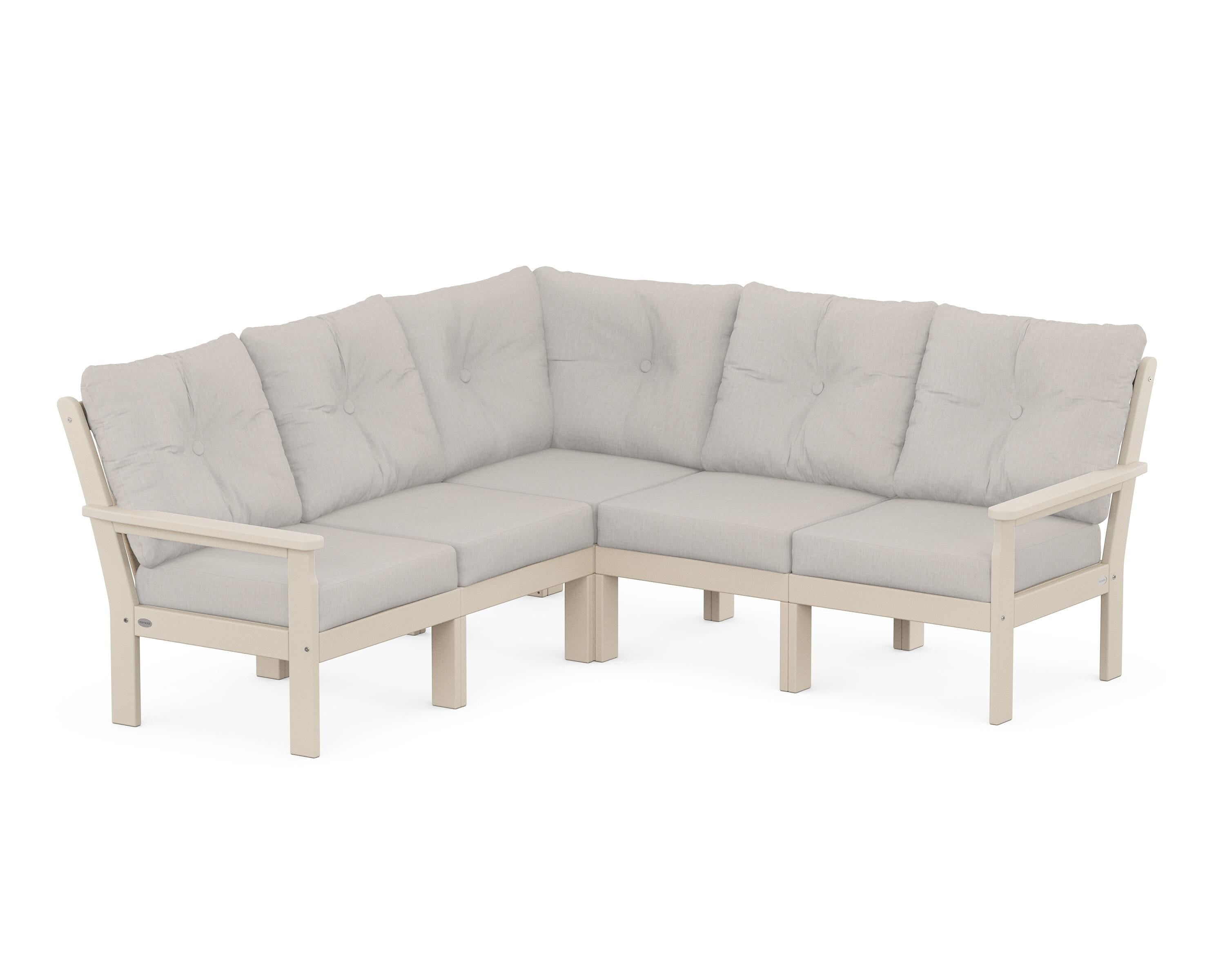 POLYWOOD Vineyard 5-Piece Sectional in Sand / Cast Ash
