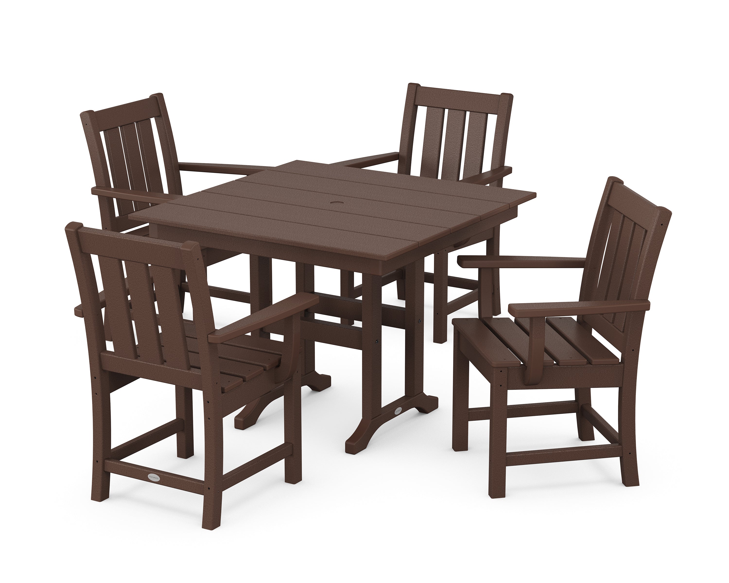 POLYWOOD Oxford 5-Piece Farmhouse Dining Set in Mahogany