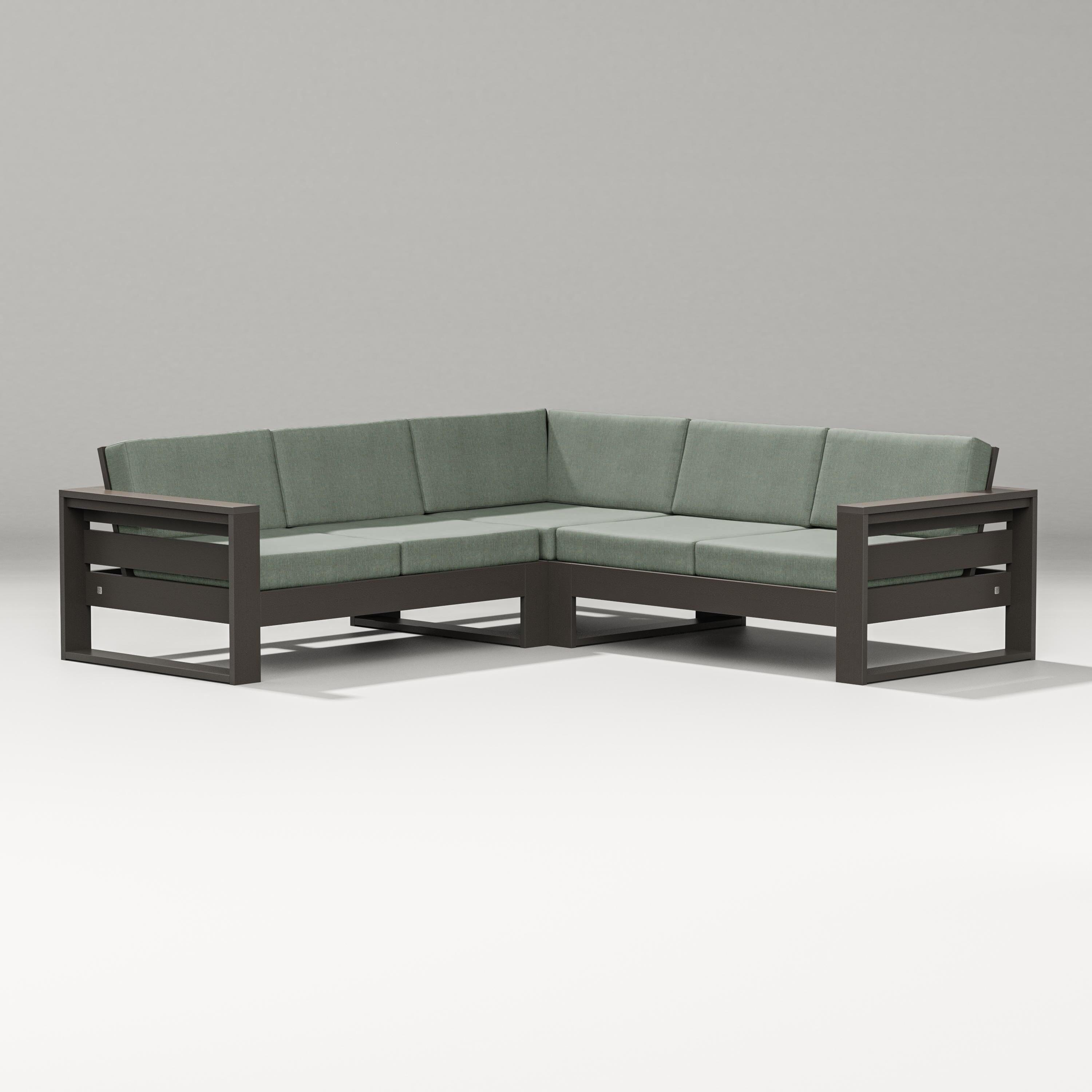 PW Designer Series Latitude Corner Sectional in Vintage Coffee / Cast Sage