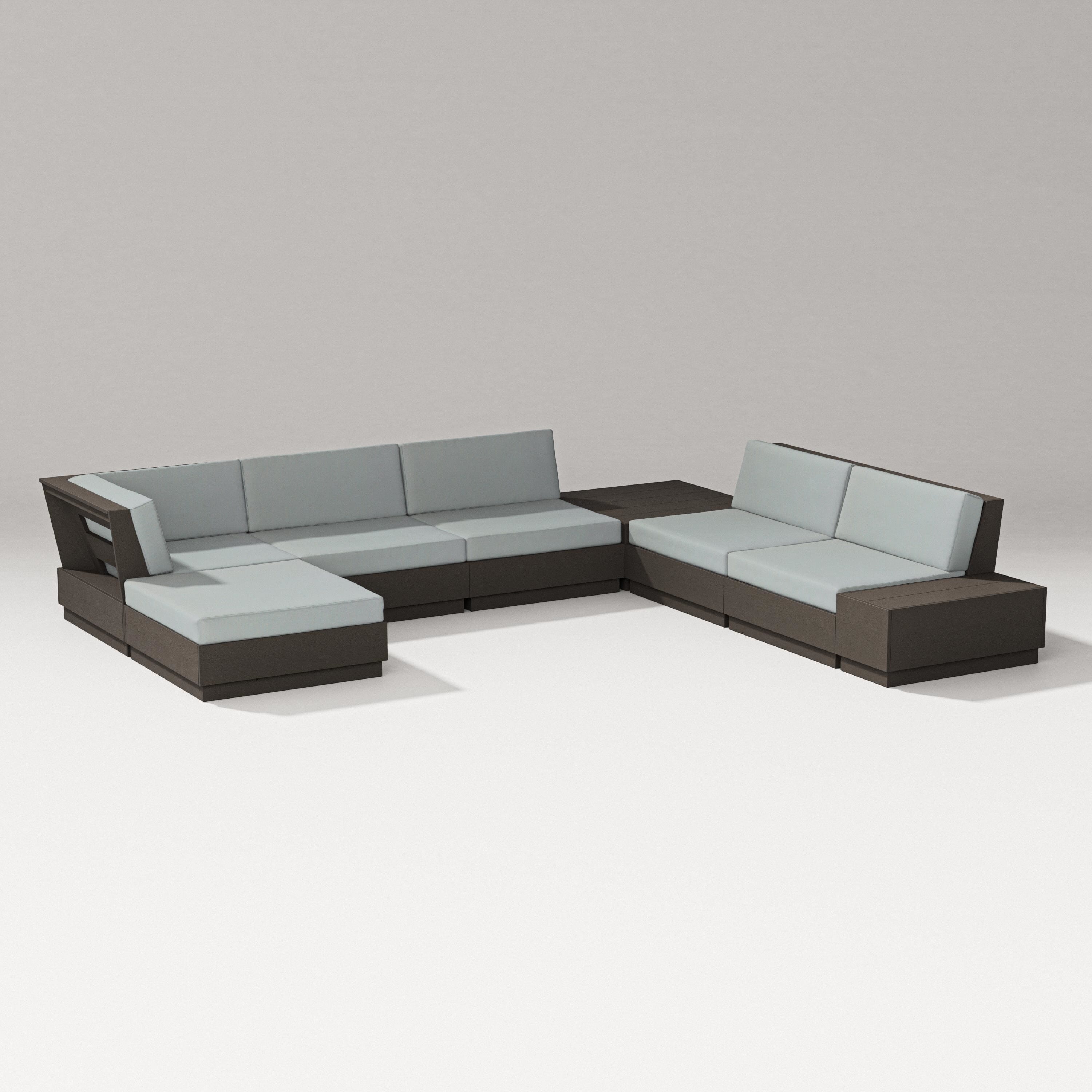 PW Designer Series Elevate 8-Piece Corner Sectional in Vintage Coffee / Spa