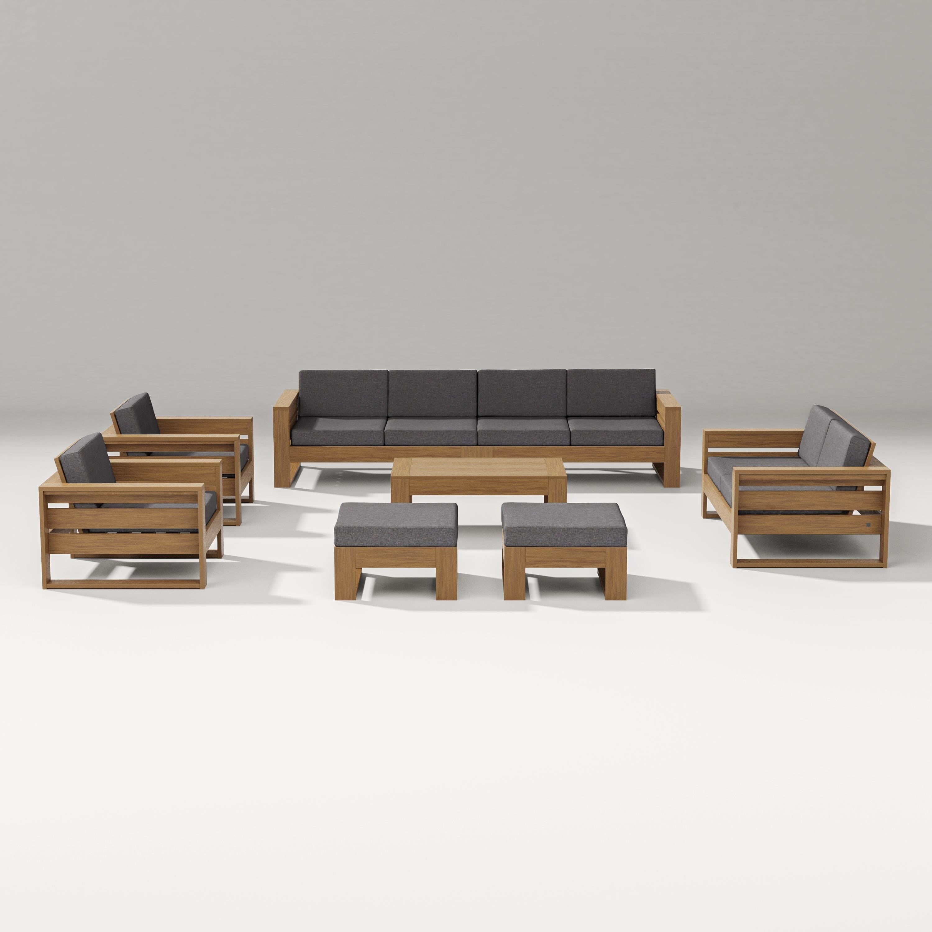 PW Designer Series Latitude 8-Piece Lounge Sofa Set in Natural / Ash Charcoal