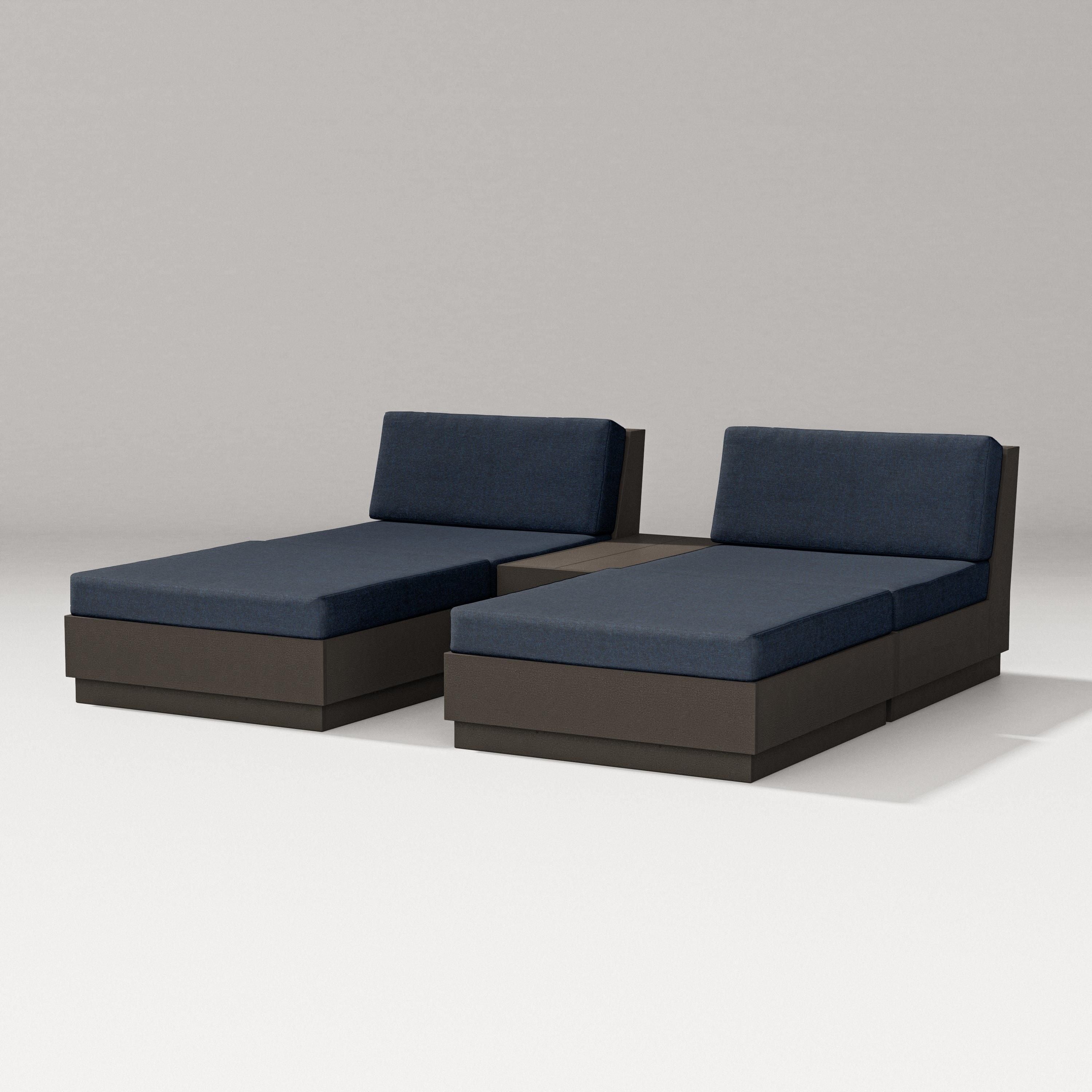 PW Designer Series Elevate Double Chaise Set in Vintage Coffee / Marine Indigo