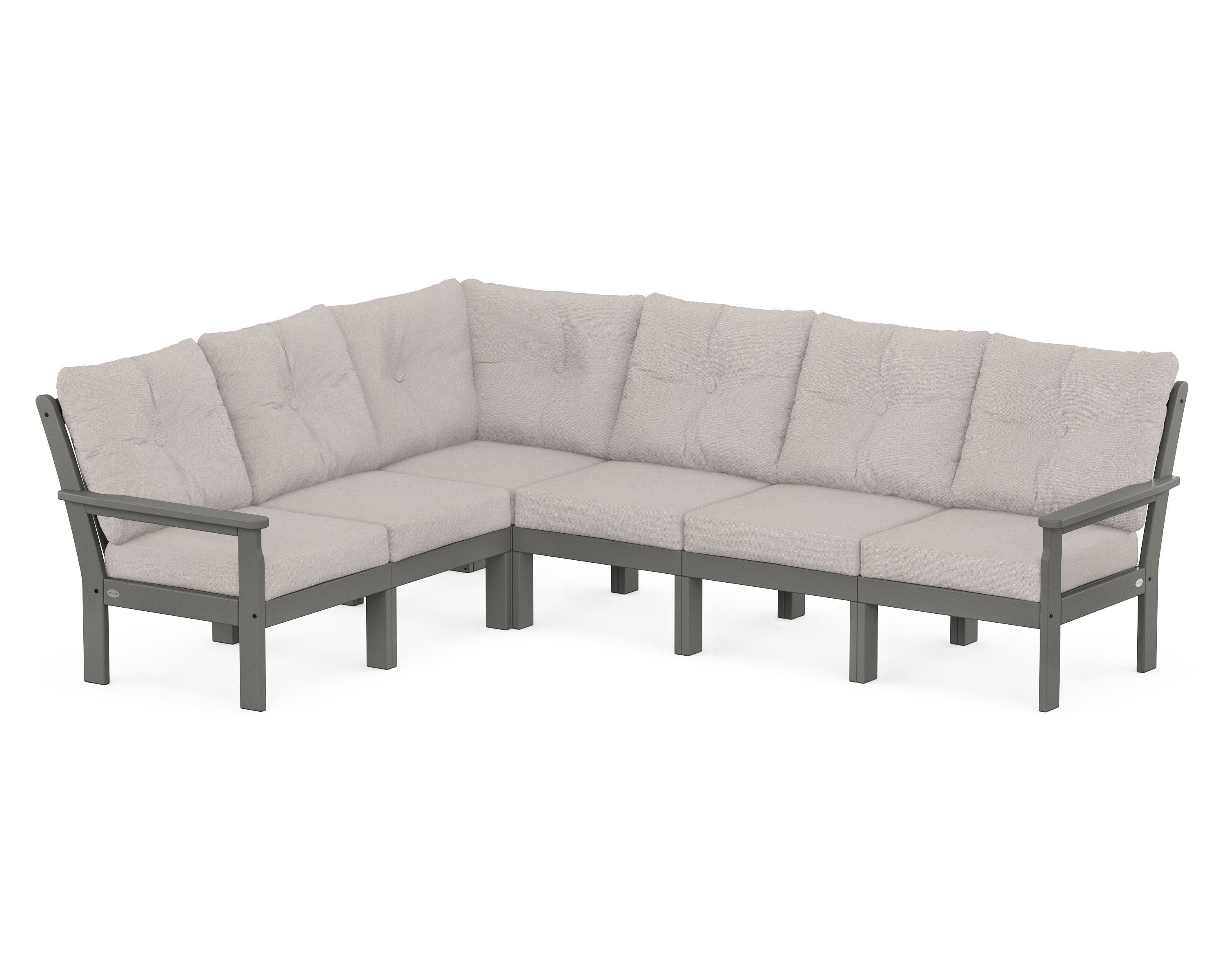 POLYWOOD Vineyard 6-Piece Sectional in Slate Grey / Dune Burlap