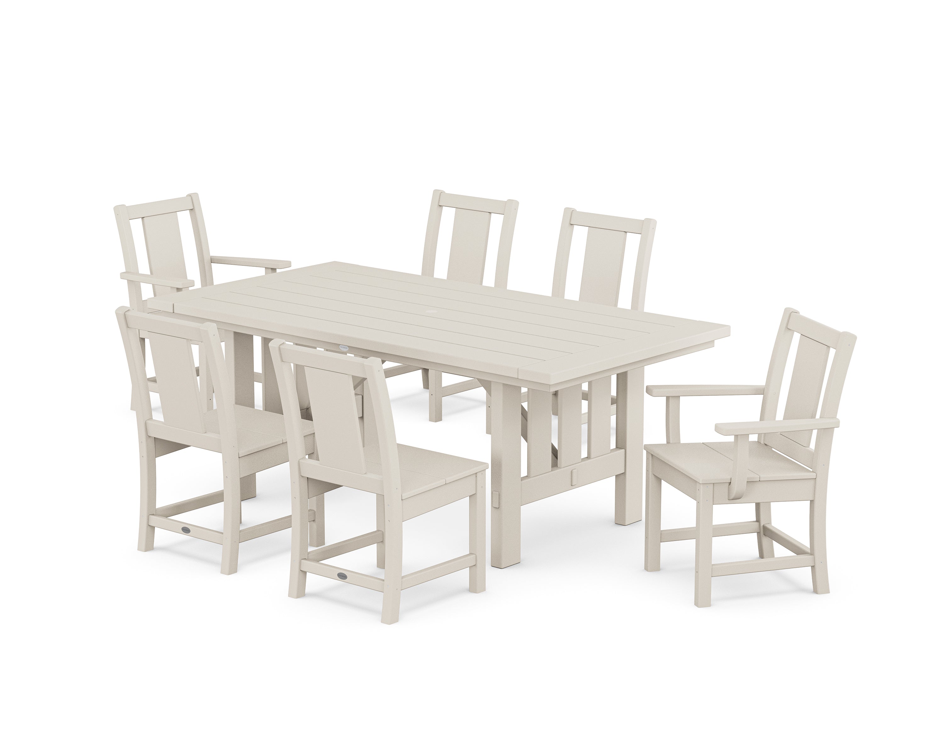 POLYWOOD Prairie 7-Piece Dining Set with Mission Table in Sand