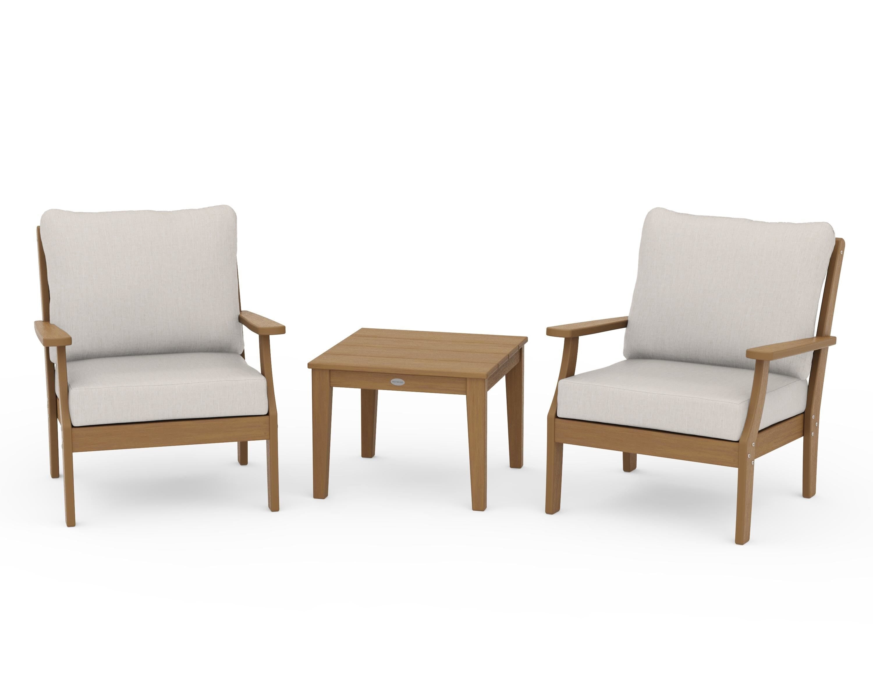 POLYWOOD Braxton 3-Piece Deep Seating Set in Natural / Cast Ash