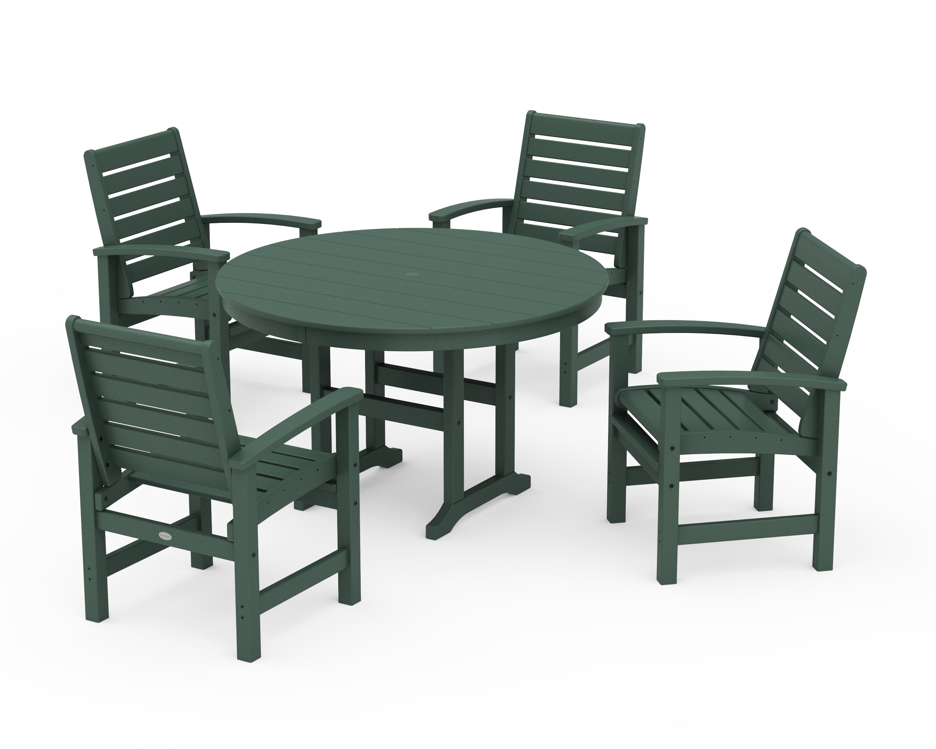 POLYWOOD Signature 5-Piece Round Farmhouse Dining Set in Green
