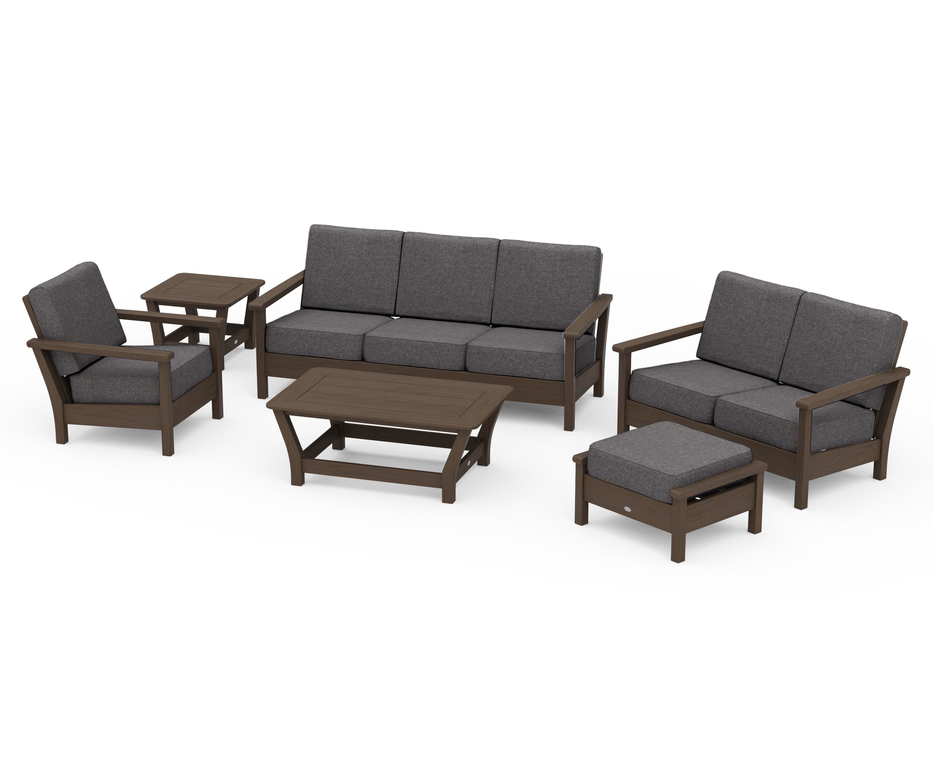 POLYWOOD Harbour 6-Piece Outdoor Living Set in Kona / Ash Charcoal