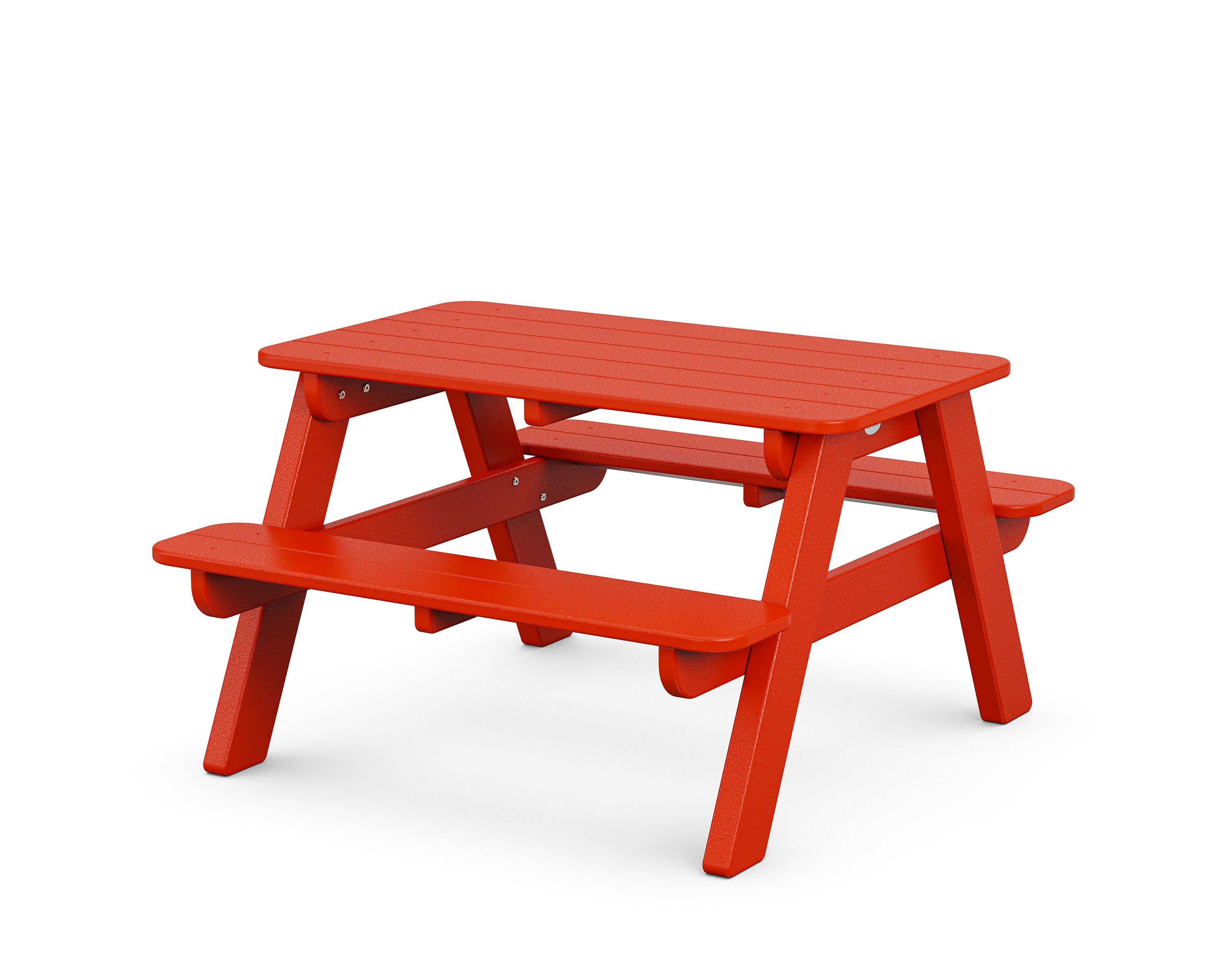POLYWOOD Kids Outdoor Picnic Table in Sunset Red