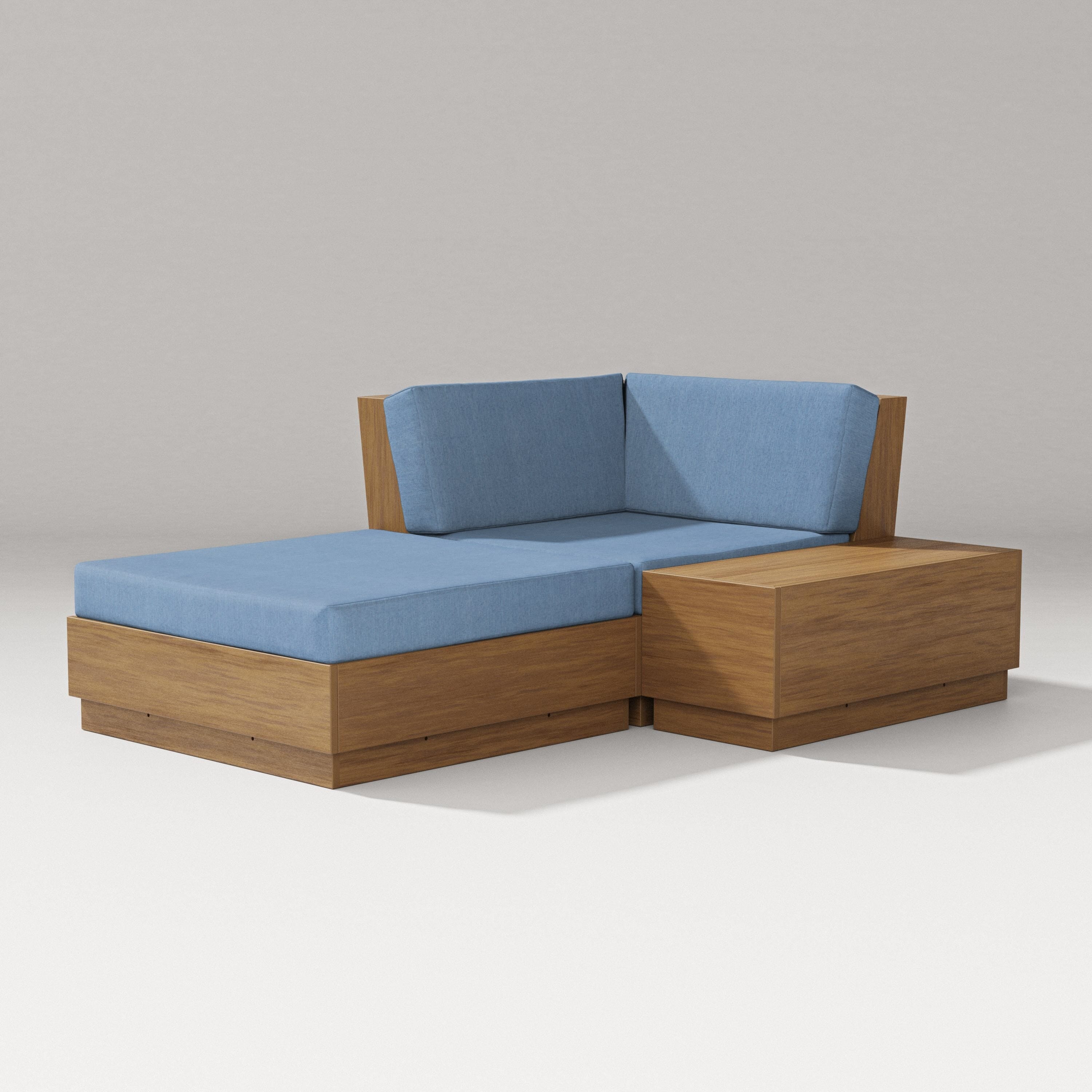 PW Designer Series Elevate Corner Chaise in Natural / Sky Blue