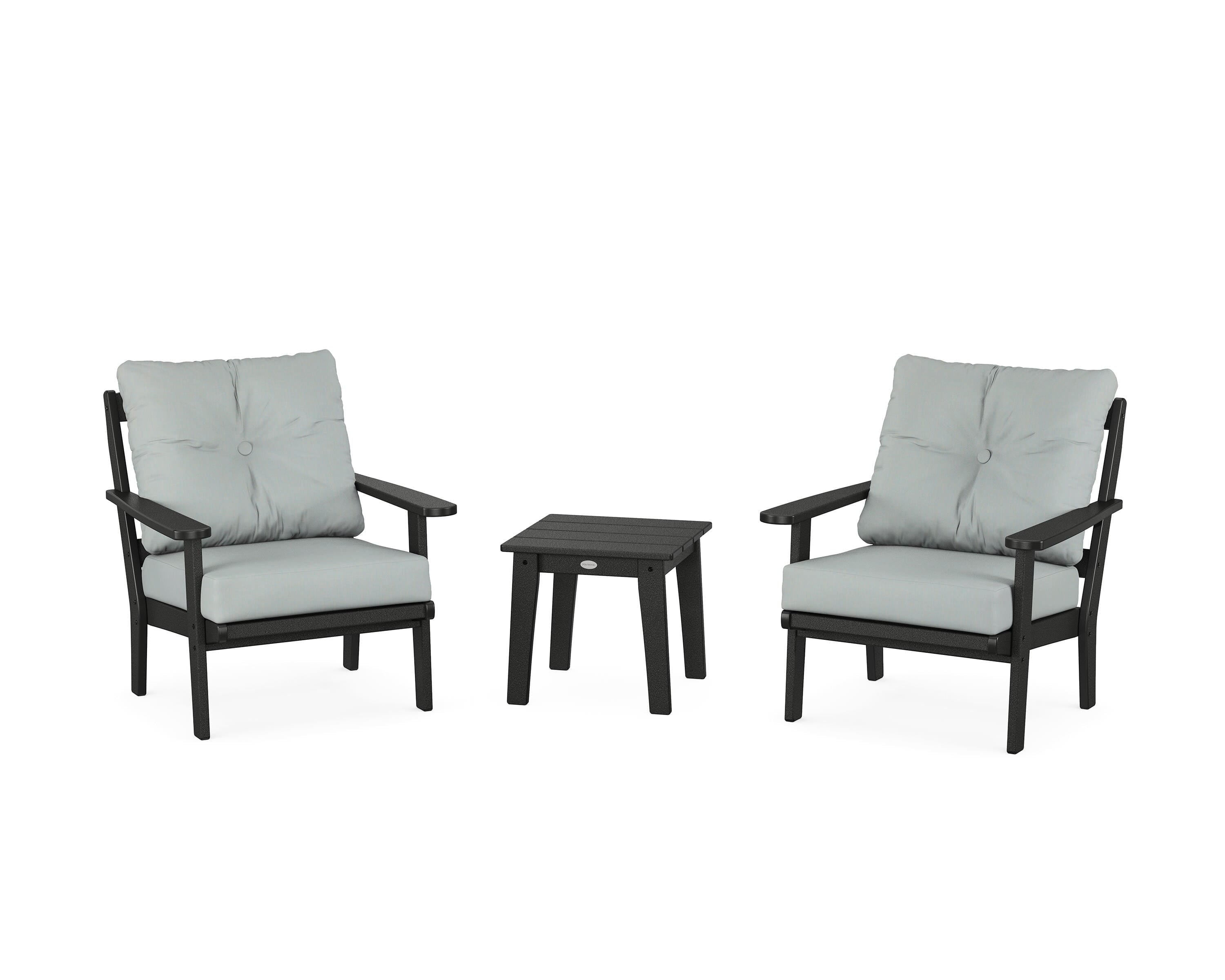 POLYWOOD Mission 3-Piece Deep Seating Set in Black / Spa