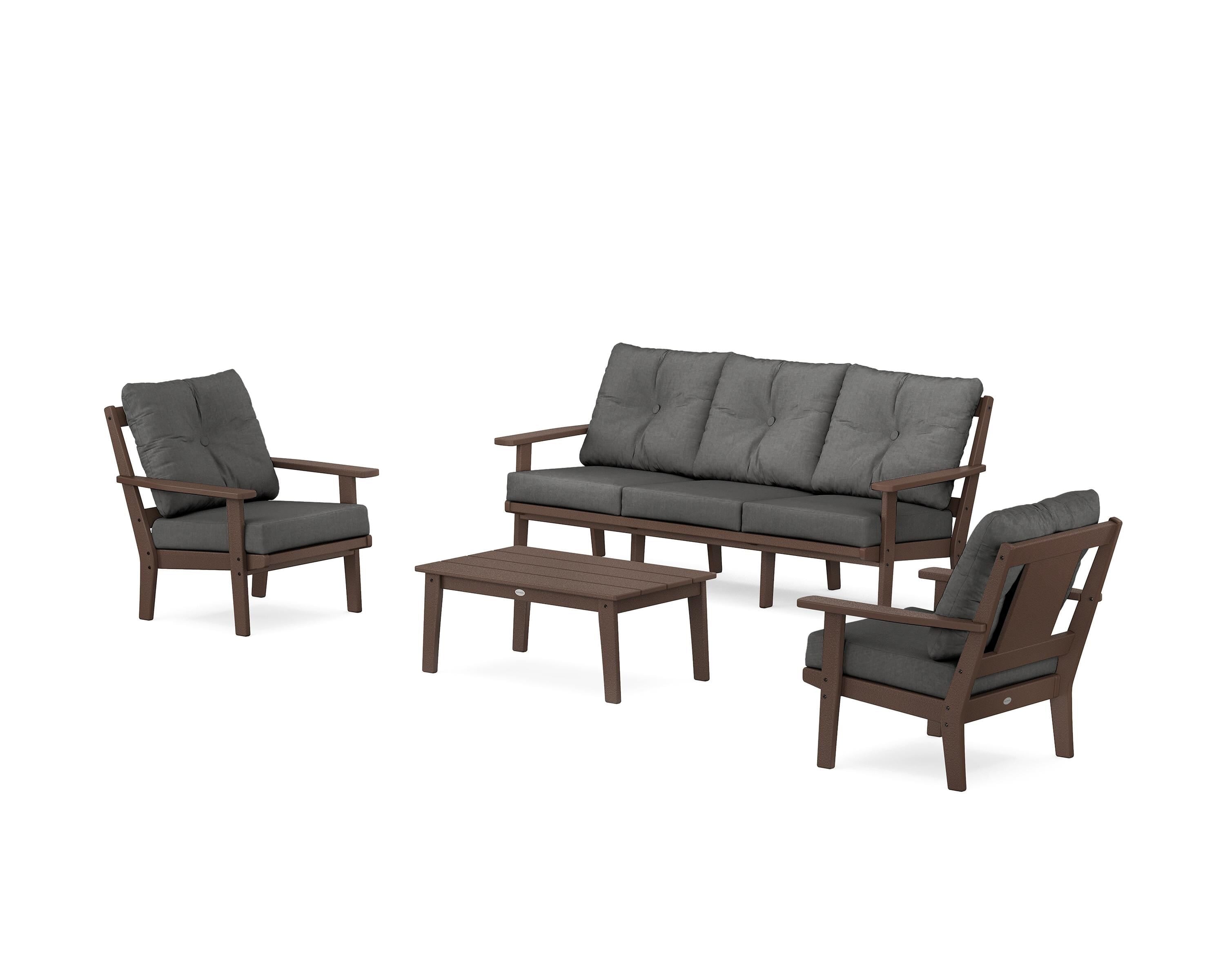 POLYWOOD Prairie 4-Piece Deep Seating Set with Sofa in Mahogany / Spectrum Carbon