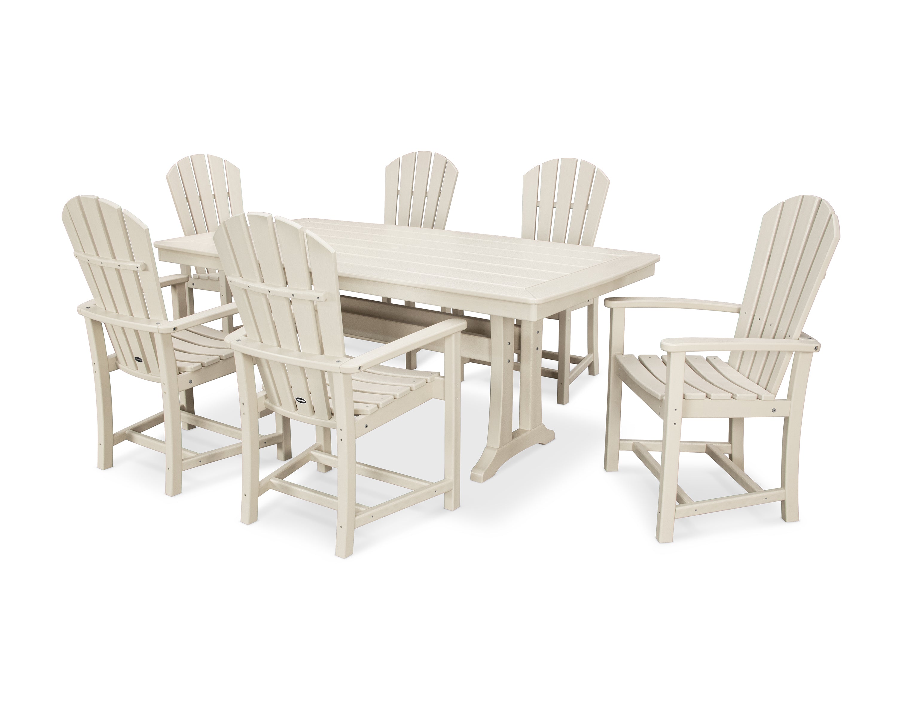 POLYWOOD Palm Coast 7-Piece Dining Set with Trestle Legs in Sand