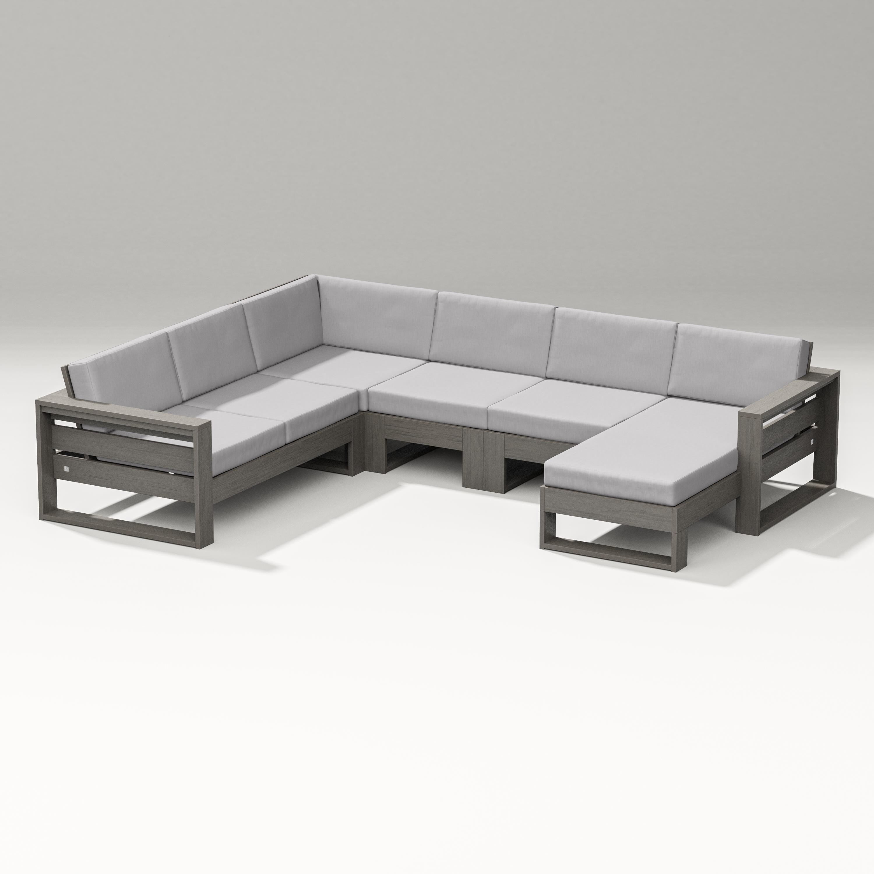 PW Designer Series Latitude Corner Sectional with Right Chaise in Driftwood / Granite