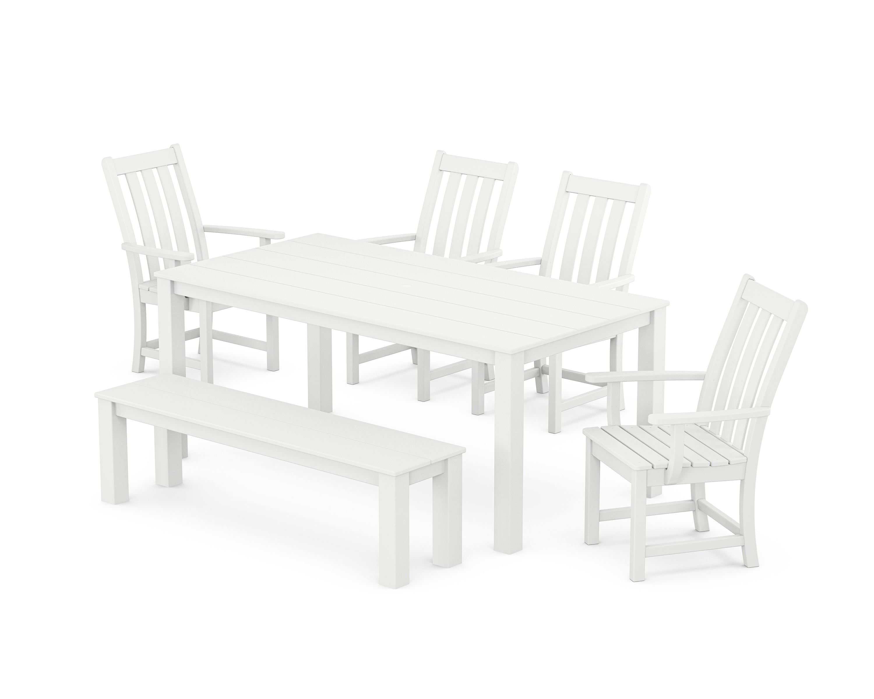 POLYWOOD® Vineyard 6-Piece Parsons Dining Set with Bench in White