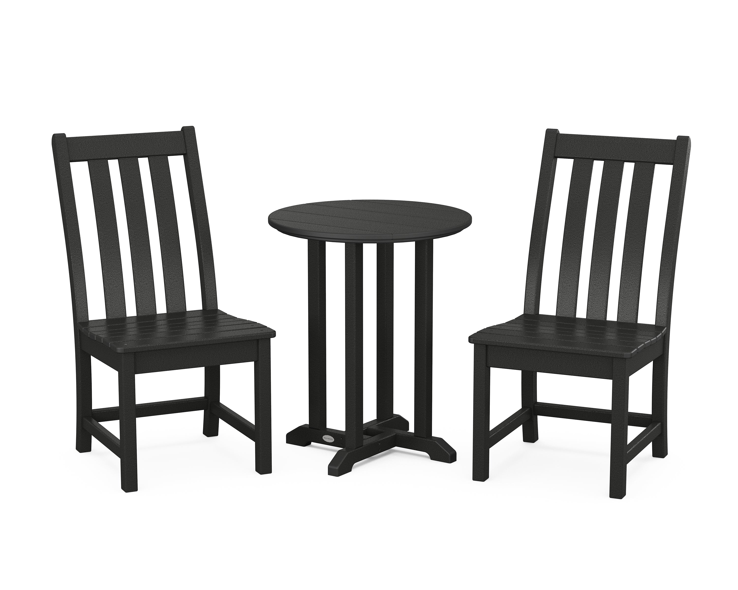 POLYWOOD Vineyard Side Chair 3-Piece Round Bistro Dining Set in Black