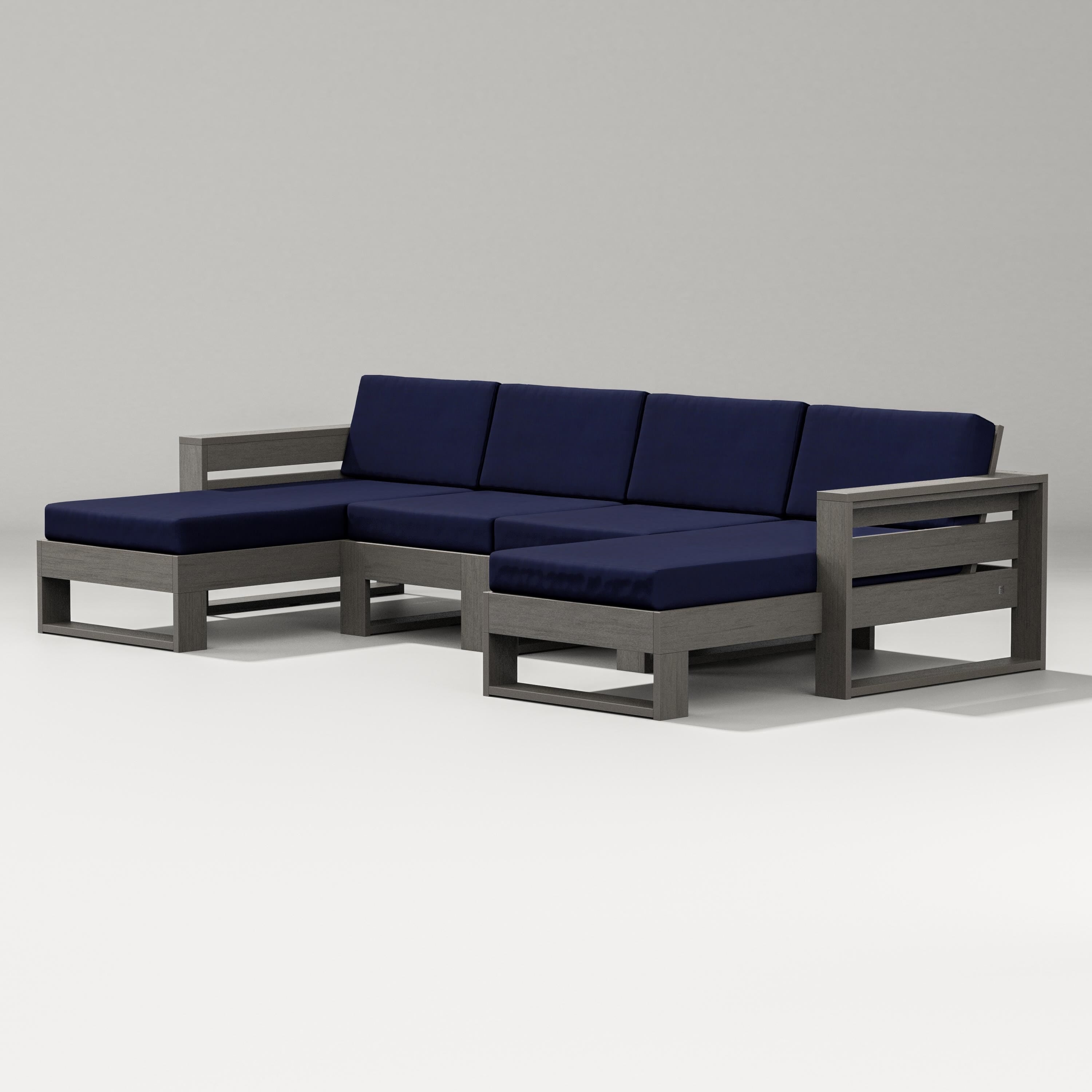 PW Designer Series Latitude Double Chaise Sectional in Driftwood / Navy