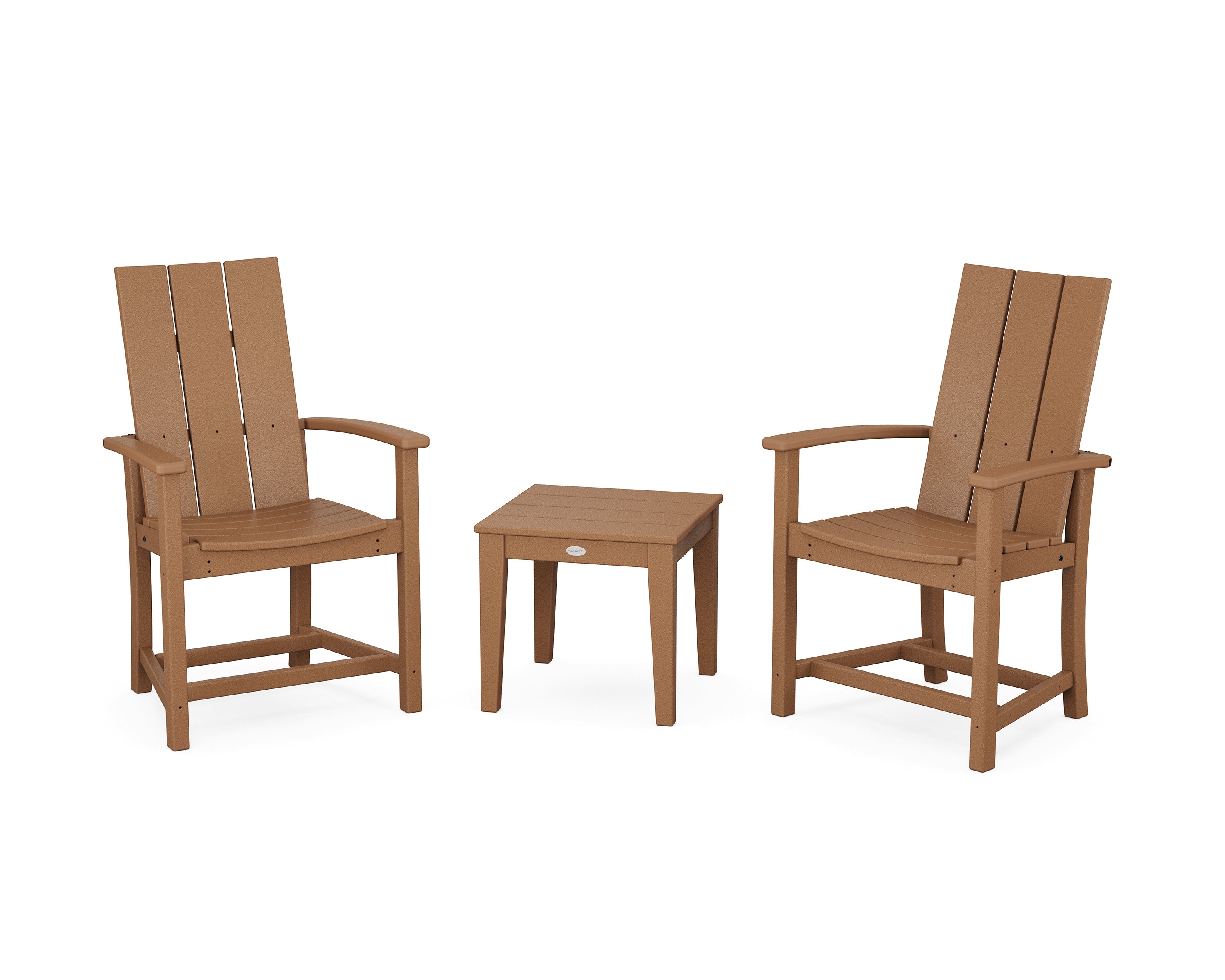 POLYWOOD Modern 3-Piece Upright Adirondack Chair Set in Teak