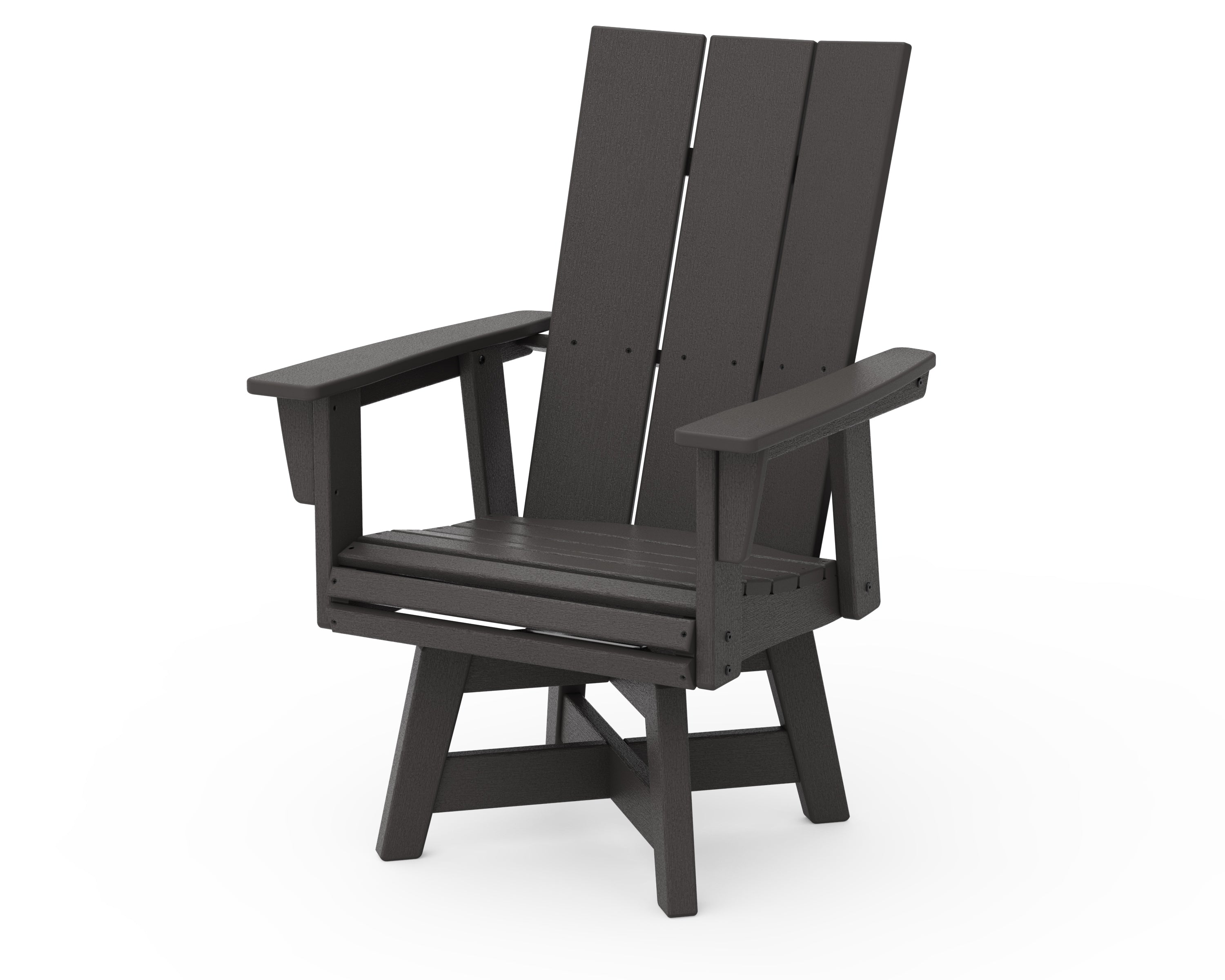 POLYWOOD Modern Curveback Adirondack Swivel Dining Chair in Vintage Coffee