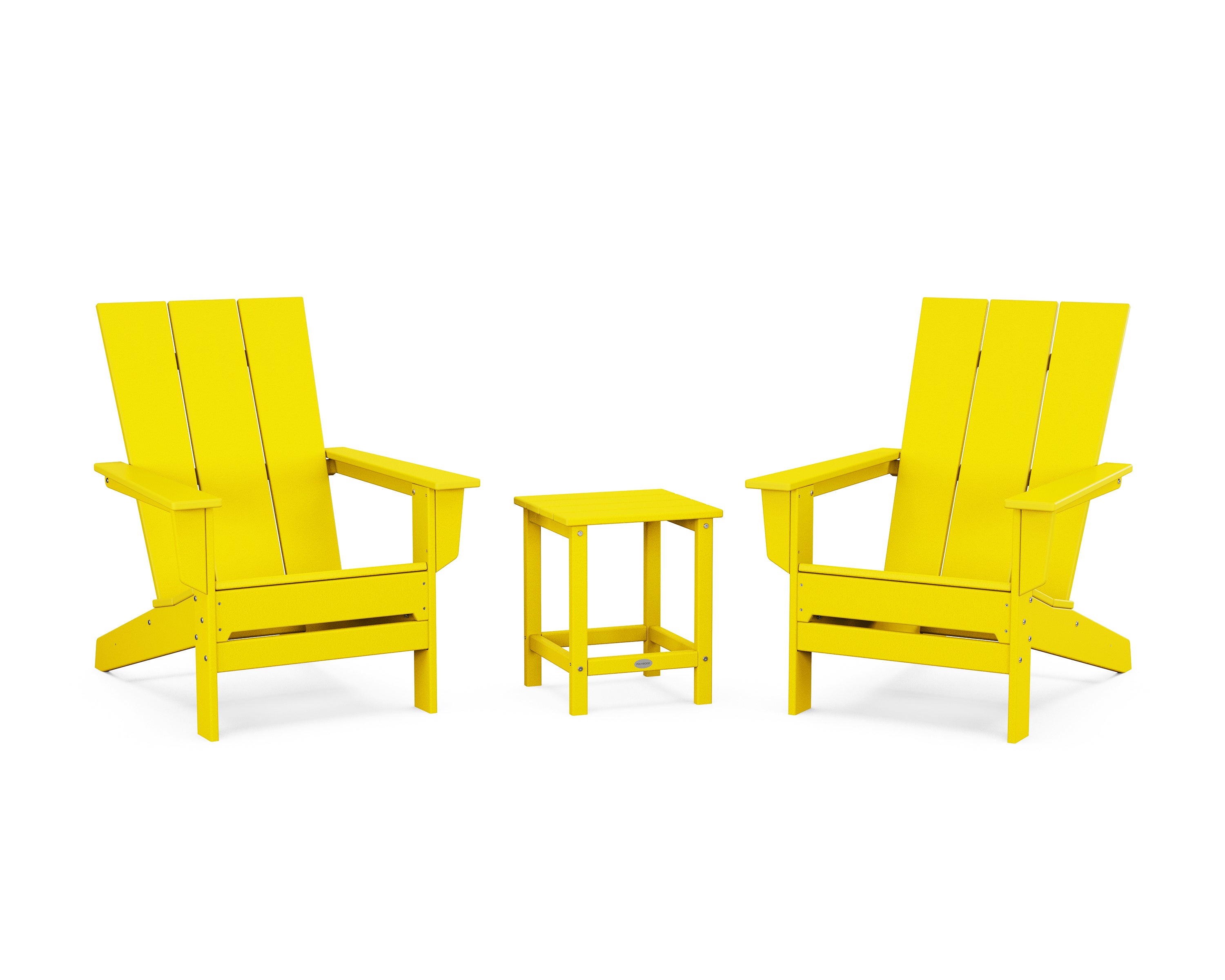 POLYWOOD 3-Piece Modern Studio Adirondack Set in Lemon