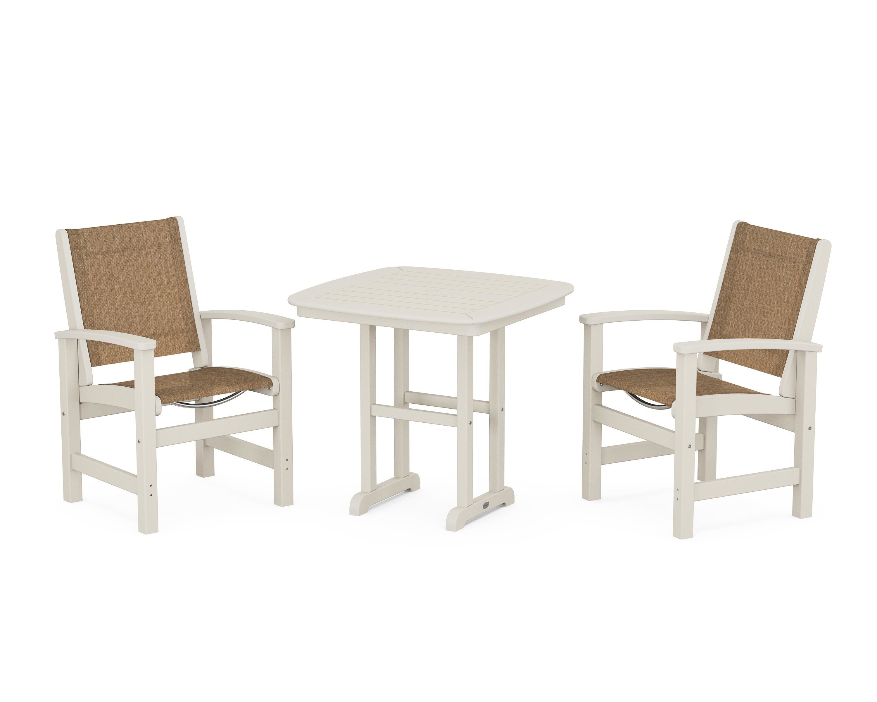 POLYWOOD Coastal 3-Piece Dining Set in Sand / Burlap Sling